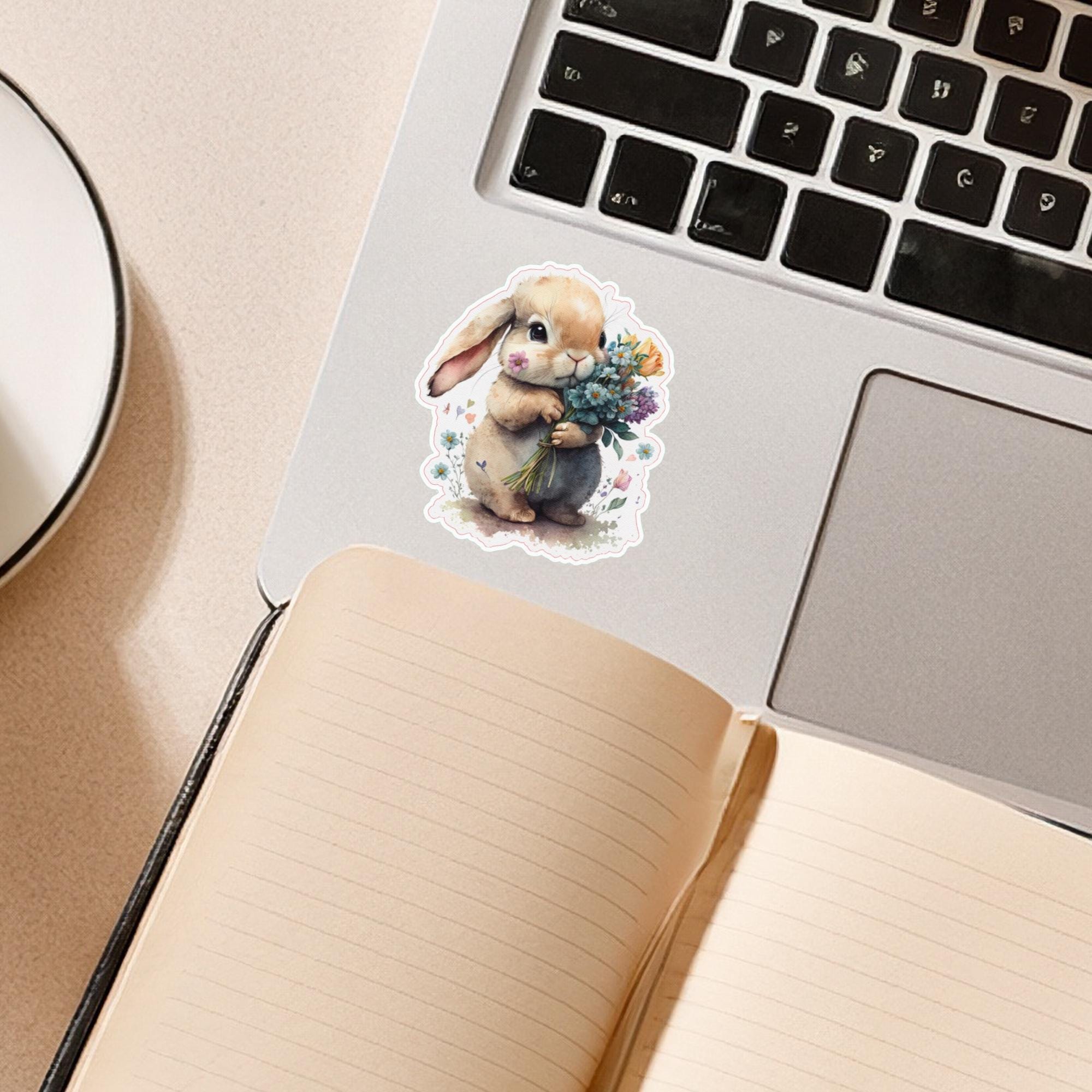 Aufkleber Ostern großer 8 cm Sticker niedliches Häschen Deko Hase Geschenkaufkleber Osterhase - zur Auswahl in Weiß oder Transparent  #SEG8