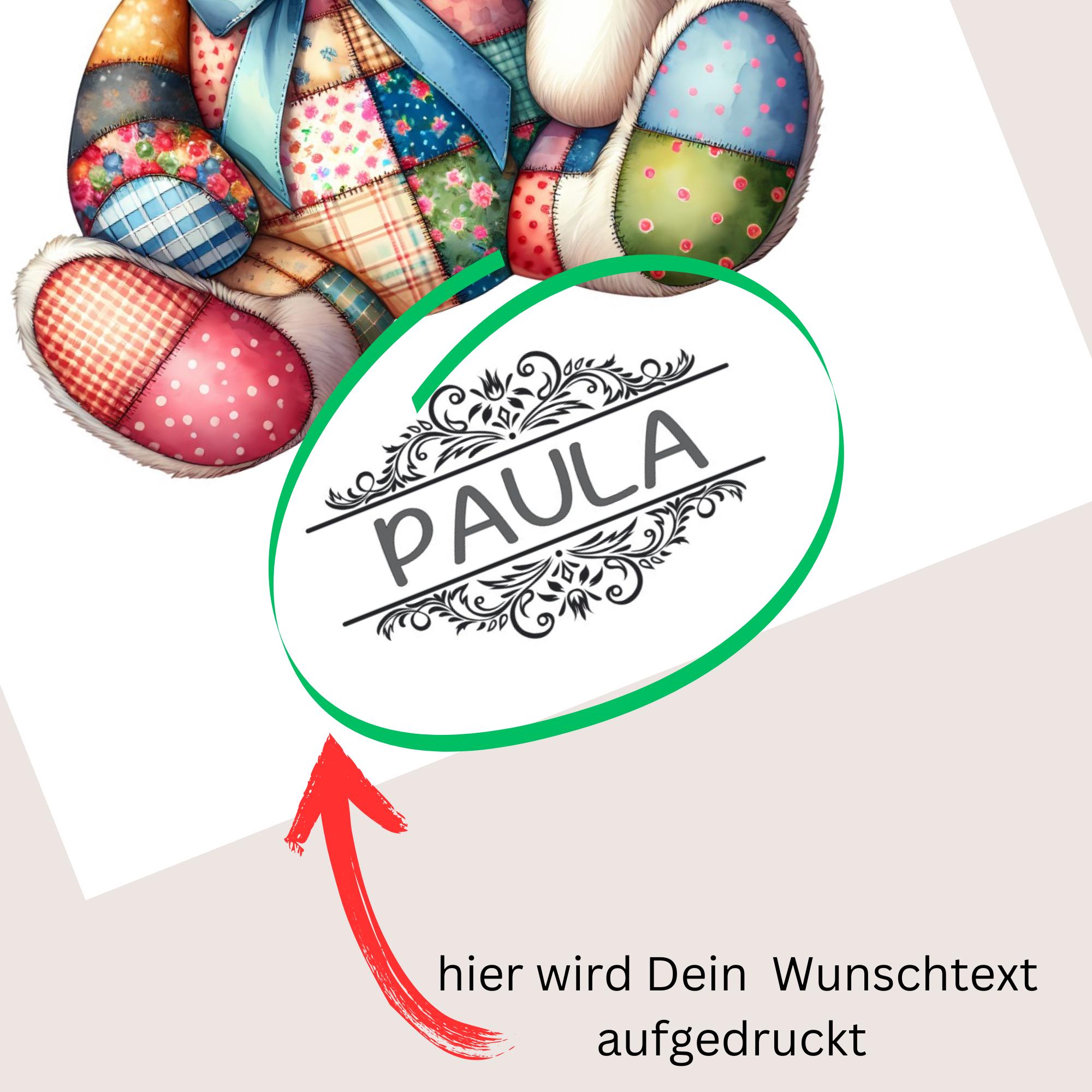Postkarte personalisiert mit Namen Grußkarte Happy Birthday Karte Geburtstag Geburtstagskarte I Patchwork Teddy Bär #PHO