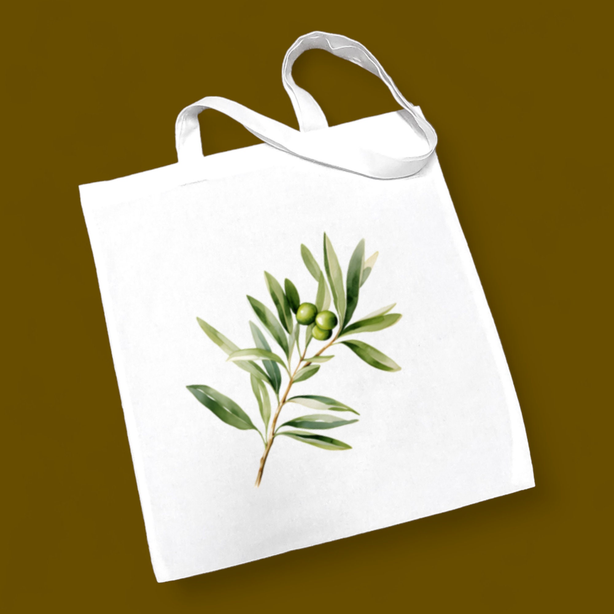 Stofftasche, Stoffbeutel, Einkaufstasche, Tasche, Geschenk zum Geburtstag, in Weiß oder Beige, "Olive, Olivenzweig"