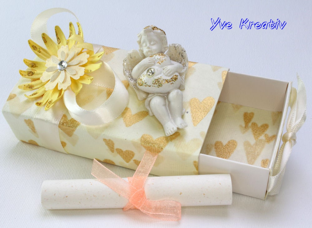 Große Streichholzschachtel für Geldgeschenke oder Gutscheine zur Hochzeit mit Engel
