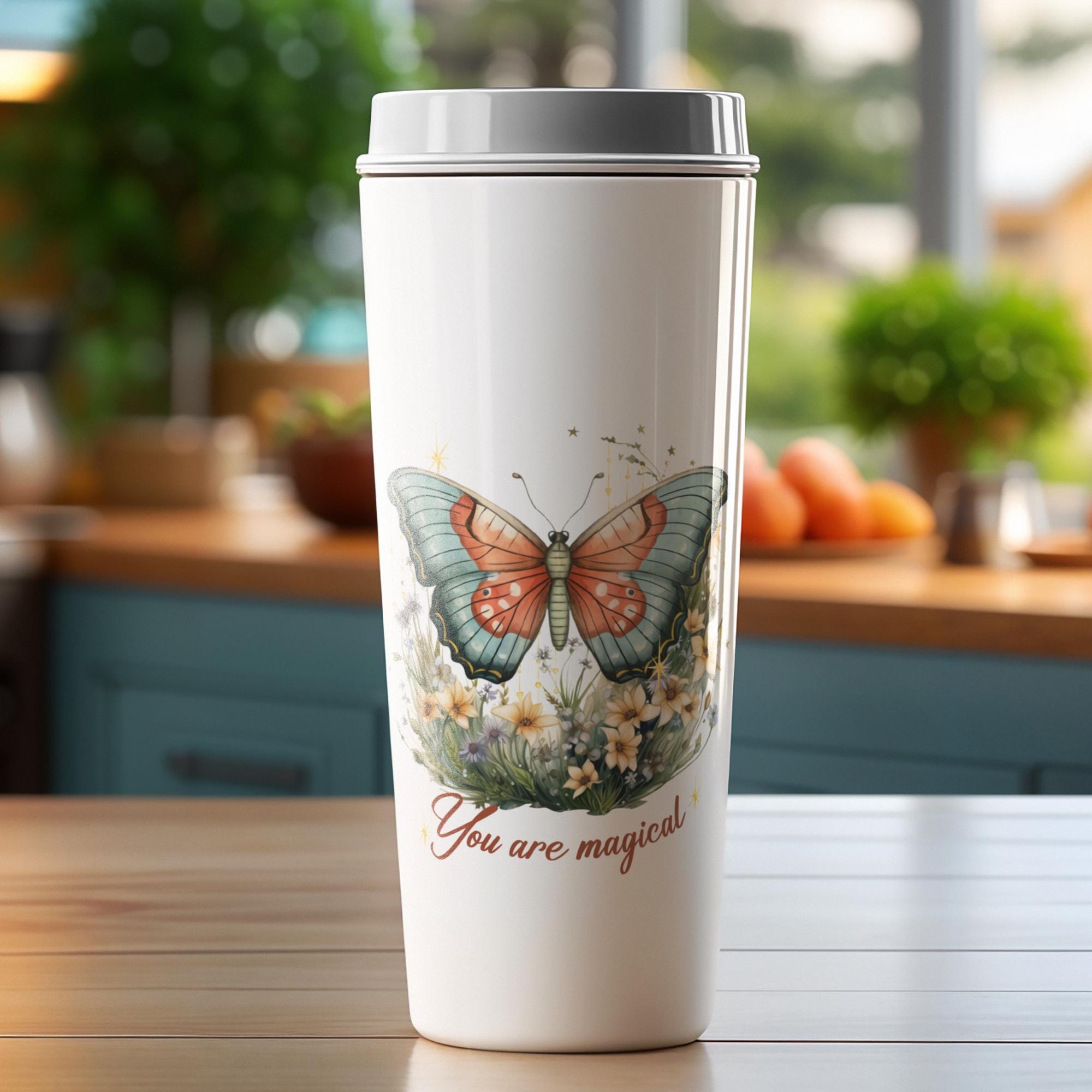Kofferaufkleber, Geschenkaufkleber, Aufkleber Motivation, großer Schmetterling Sticker I zur Auswahl in Weiß oder Transparent  #SEG8