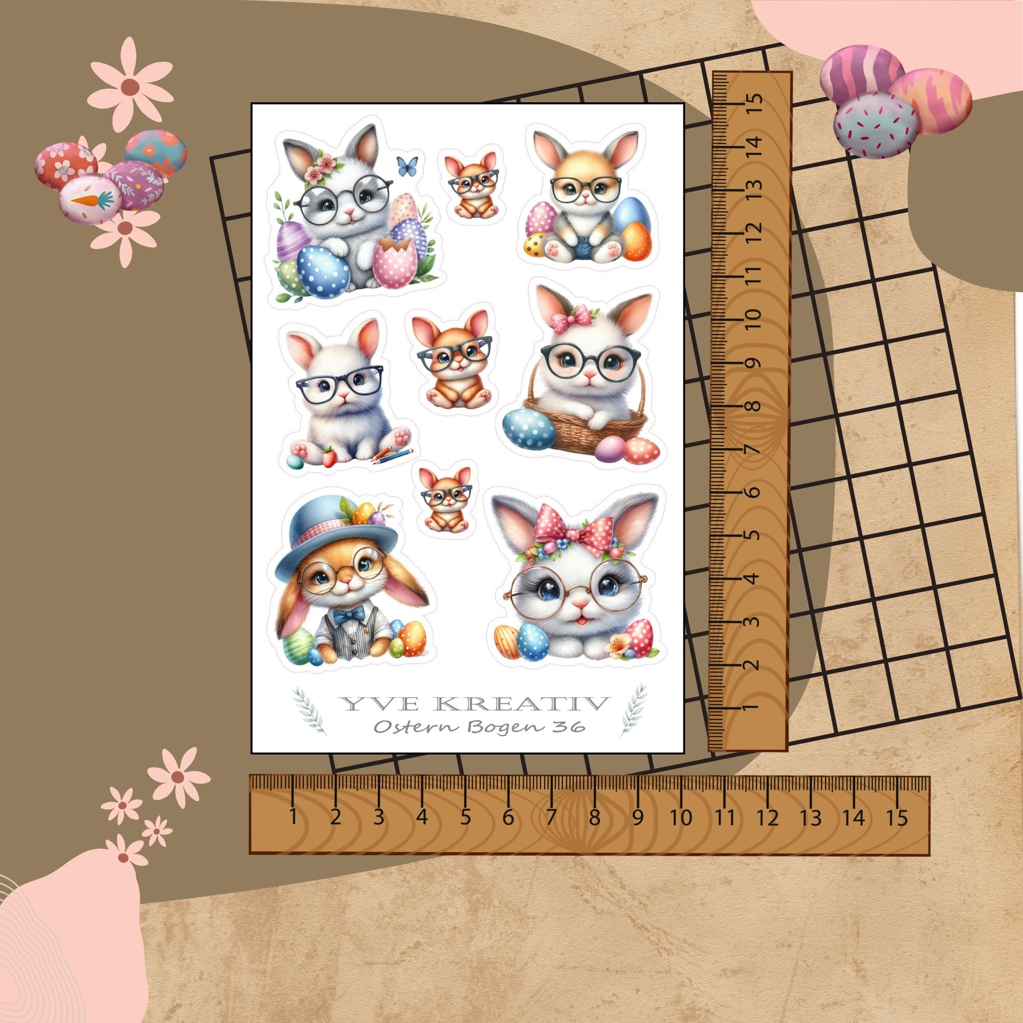 Sticker Bogen " Ostern " | Sticker Set - Aufkleber 3 Stickerbogen zur Auswahl in Weiß - Transparent - Matt - Glanz #SBA6