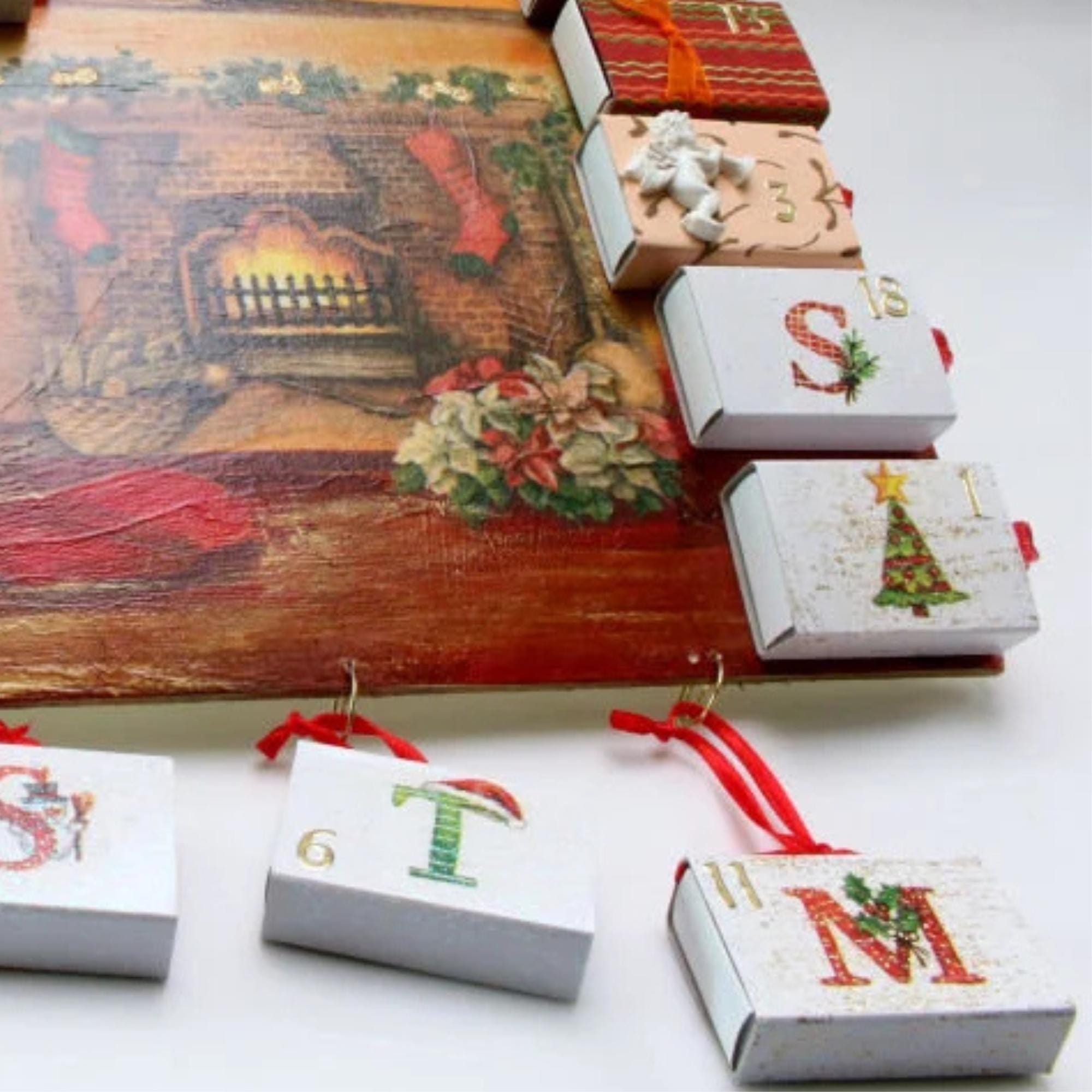 Adventskalender aus 24 Streichholzschachteln Wand Deko zu Weihnachten Adventskalender zum Befüllen Adventsdeko Geschenk Freundin #627795431