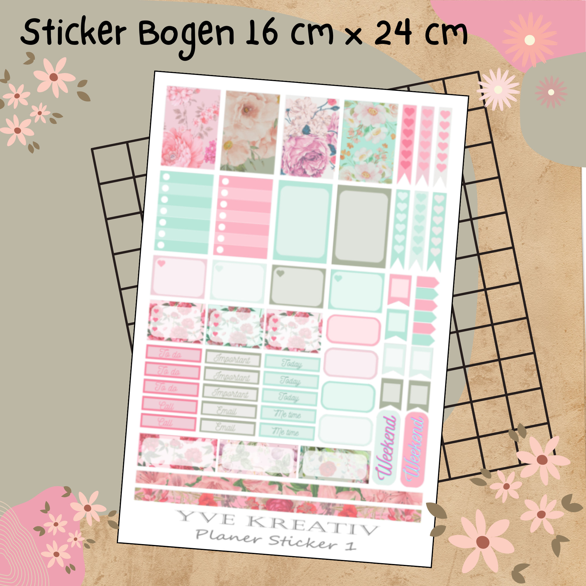 Sticker Planer | über 50 Aufkleber Sticker Bogen Set Stickerbogen  -  Wochenplaner Kalender Bullet Journaling  #SBA5