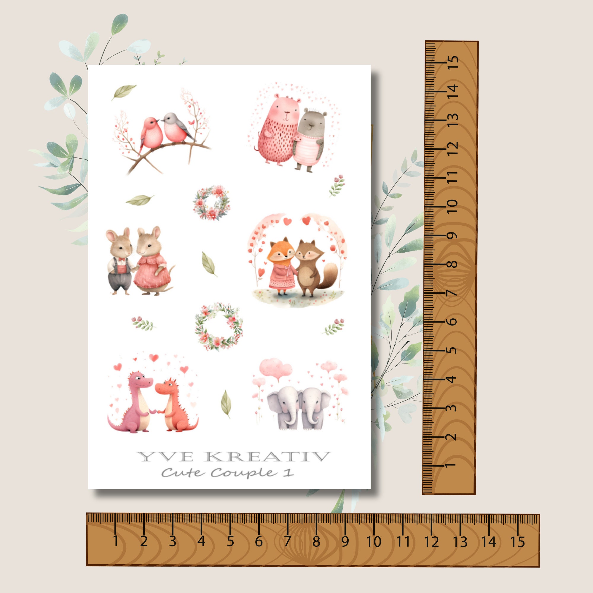 Sticker Bogen Aufkleber "Cute Couple" | Sticker Set - 3 Stickerbogen zur Auswahl in Weiß - Transparent - Matt - Glanz  #SBA6