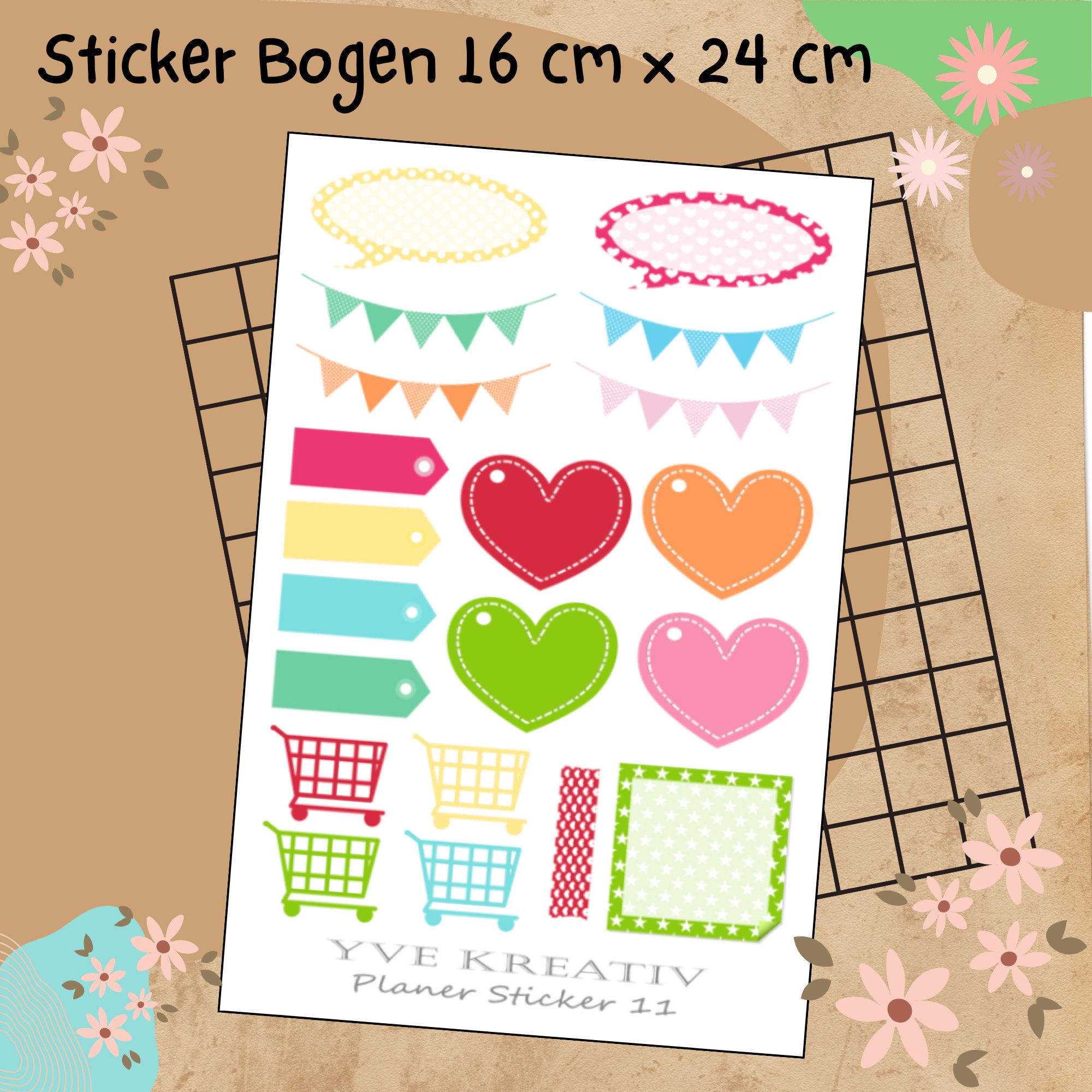 Sticker Planer | 20 Aufkleber Sticker Bogen Set Stickerbogen  -  Wochenplaner Kalender Bullet Journaling