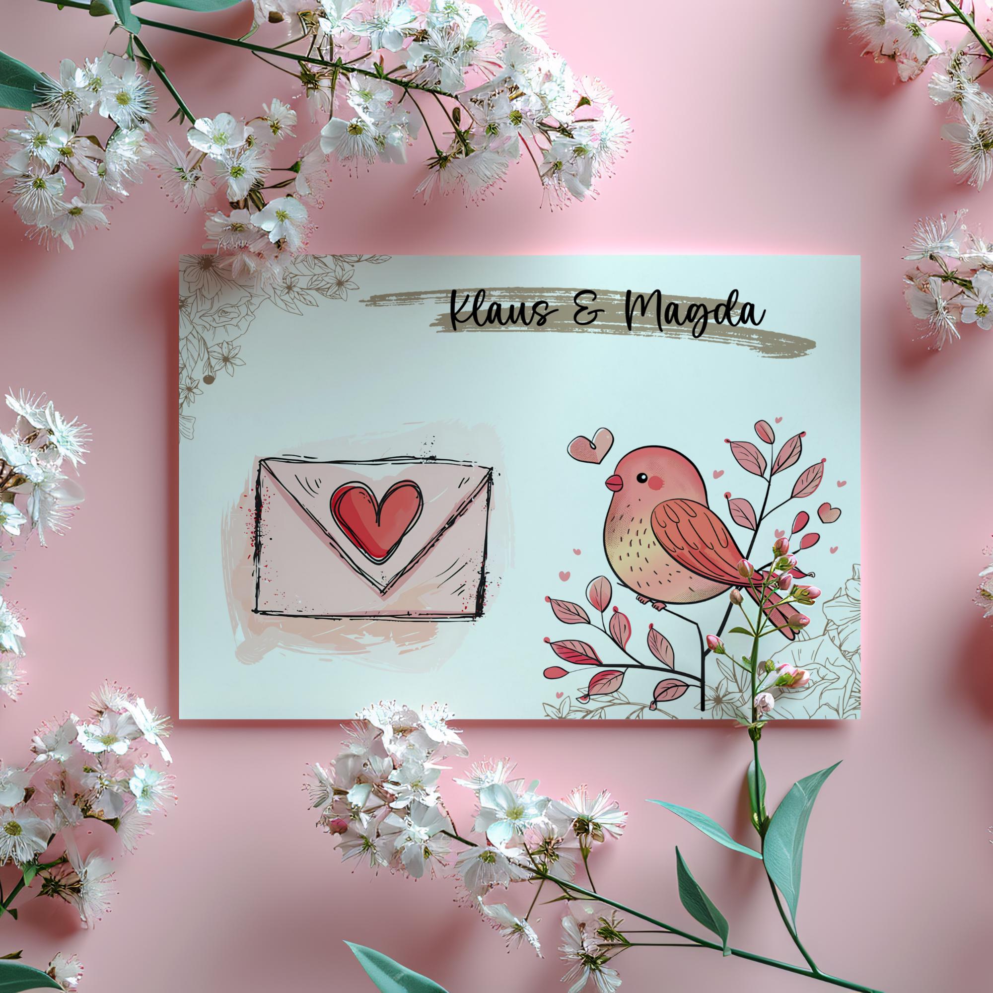 Postkarte personalisierbar, Grußkarte, Karte zur Hochzeit Valentinstag, Verlobungskarte, Geschenkkarte I   #PLS
