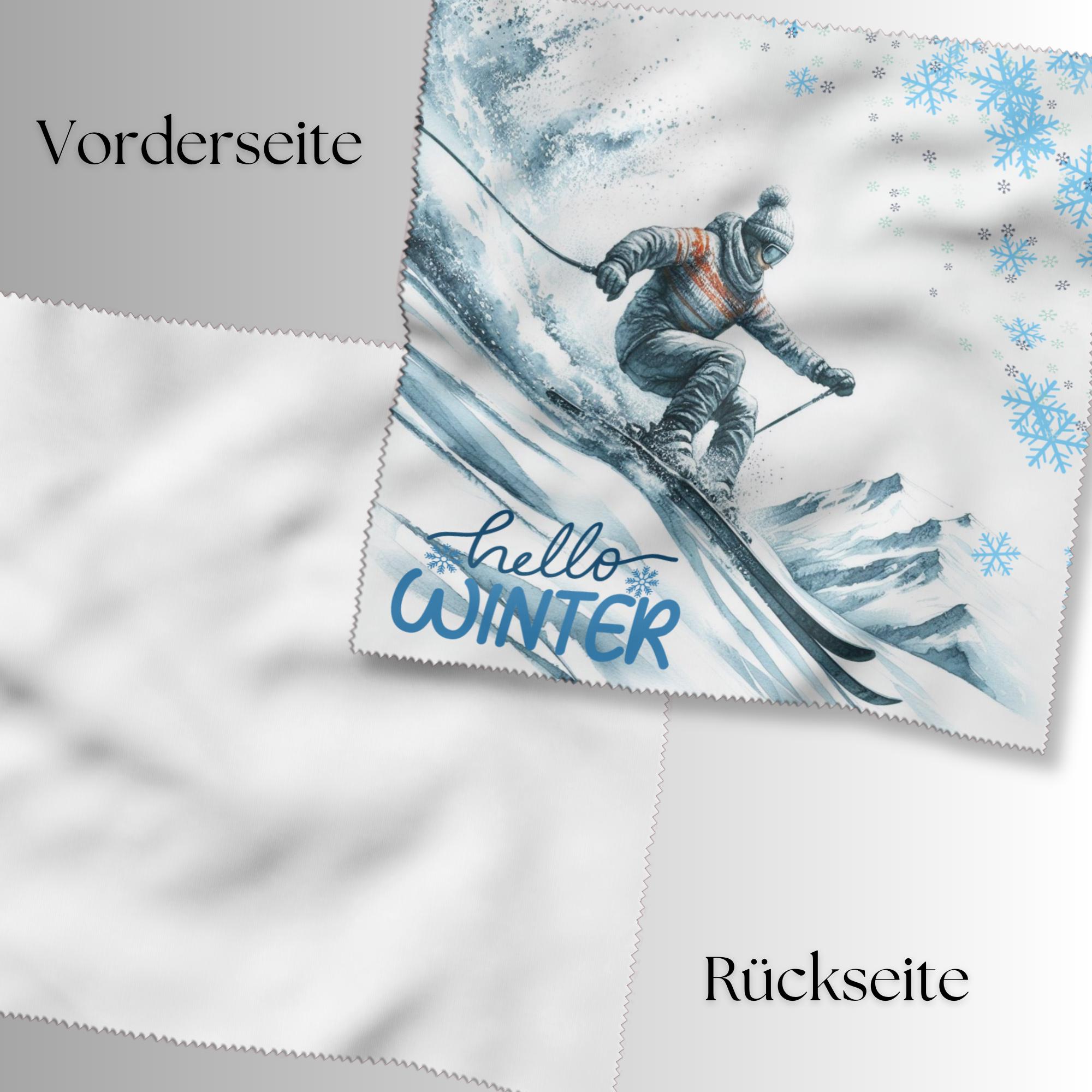 Brillenputztuch Skifahrer Geschenk Skiurlaub Winterurlaub bedrucktes Mikrofasertuch für Brillen, Displays #SP15