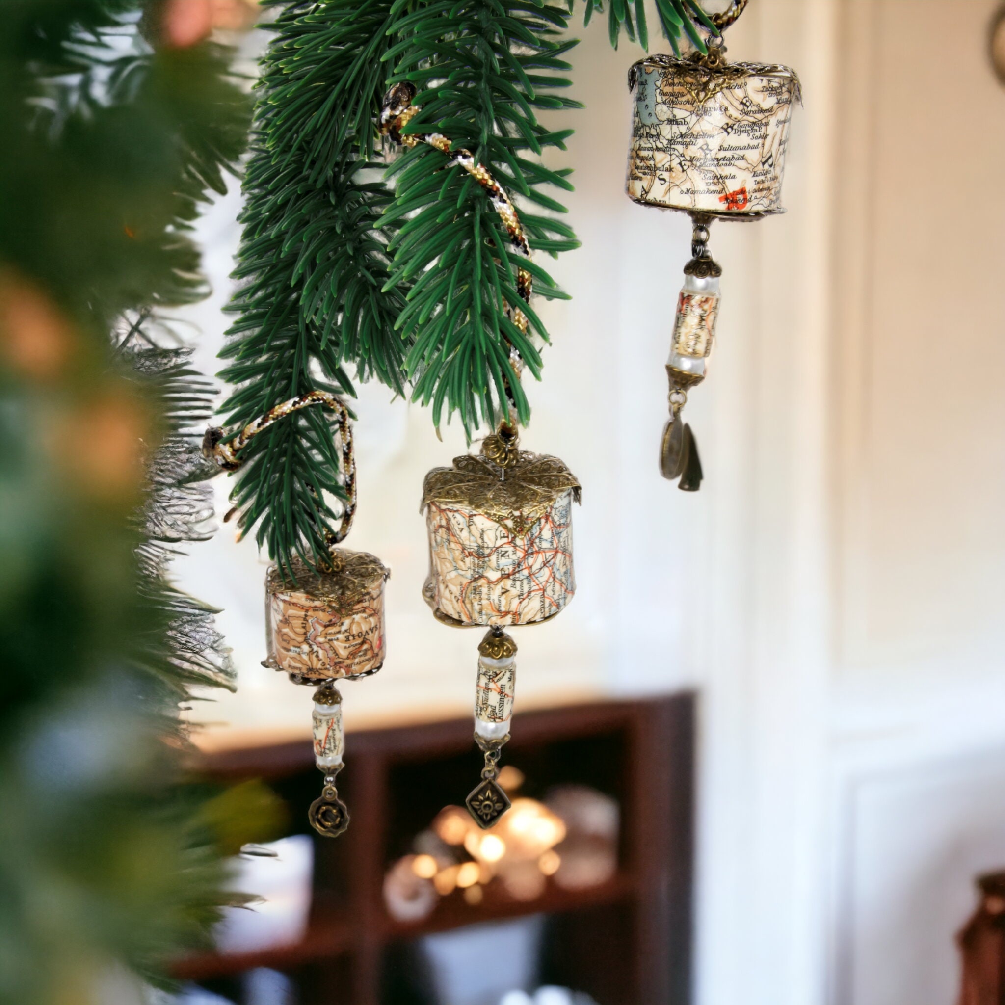 3 Christbaum Anhänger SET - Papierperlenkunst - Christbaumkugel / Weihnachtskugel / Weihnachtsdeko  #1123404945