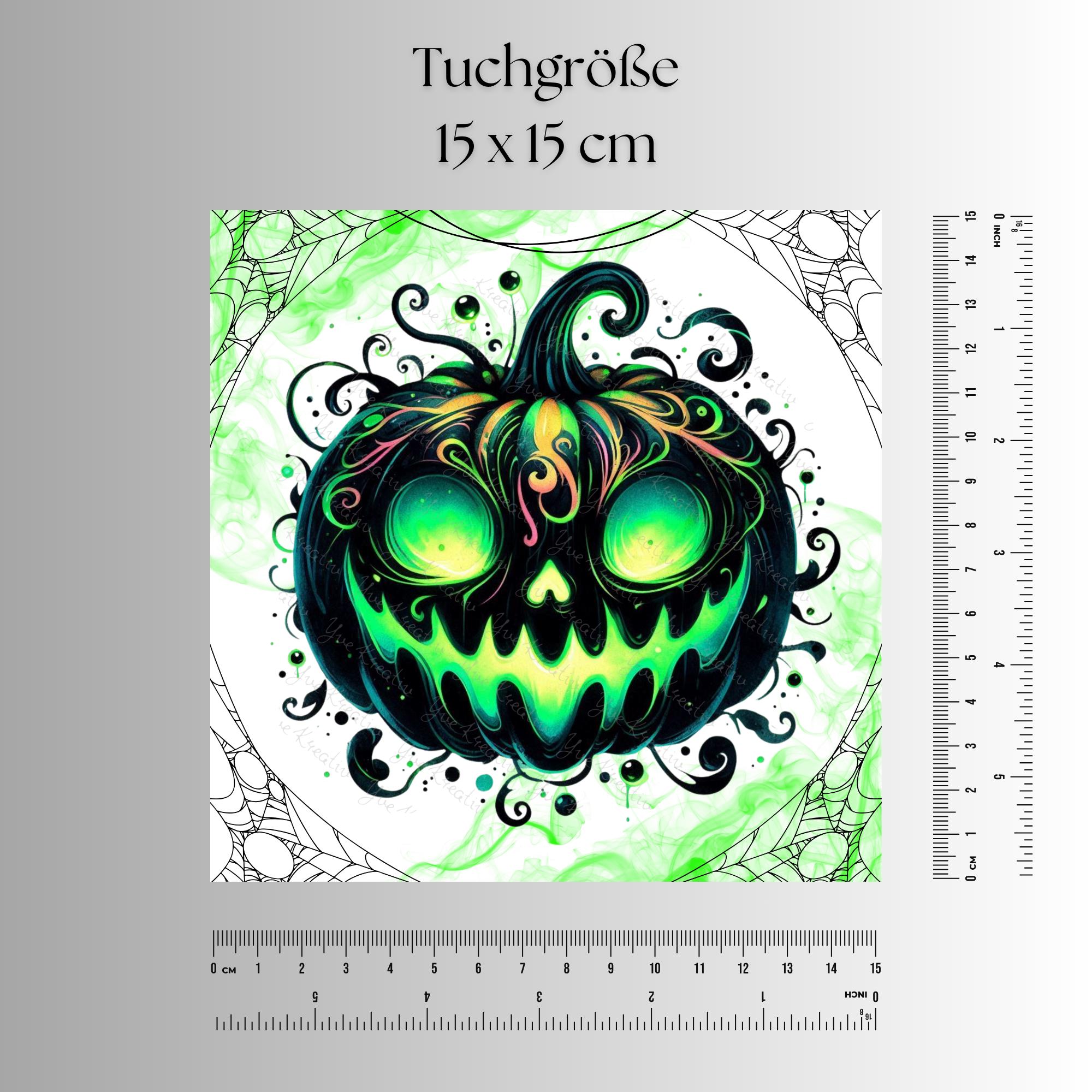 Brillenputztuch Jack O Lantern Halloween bedrucktes Mikrofasertuch für Brille Display Handy Sonnenbrille Größe 15x15 cm oder 20x20 cm #SA14