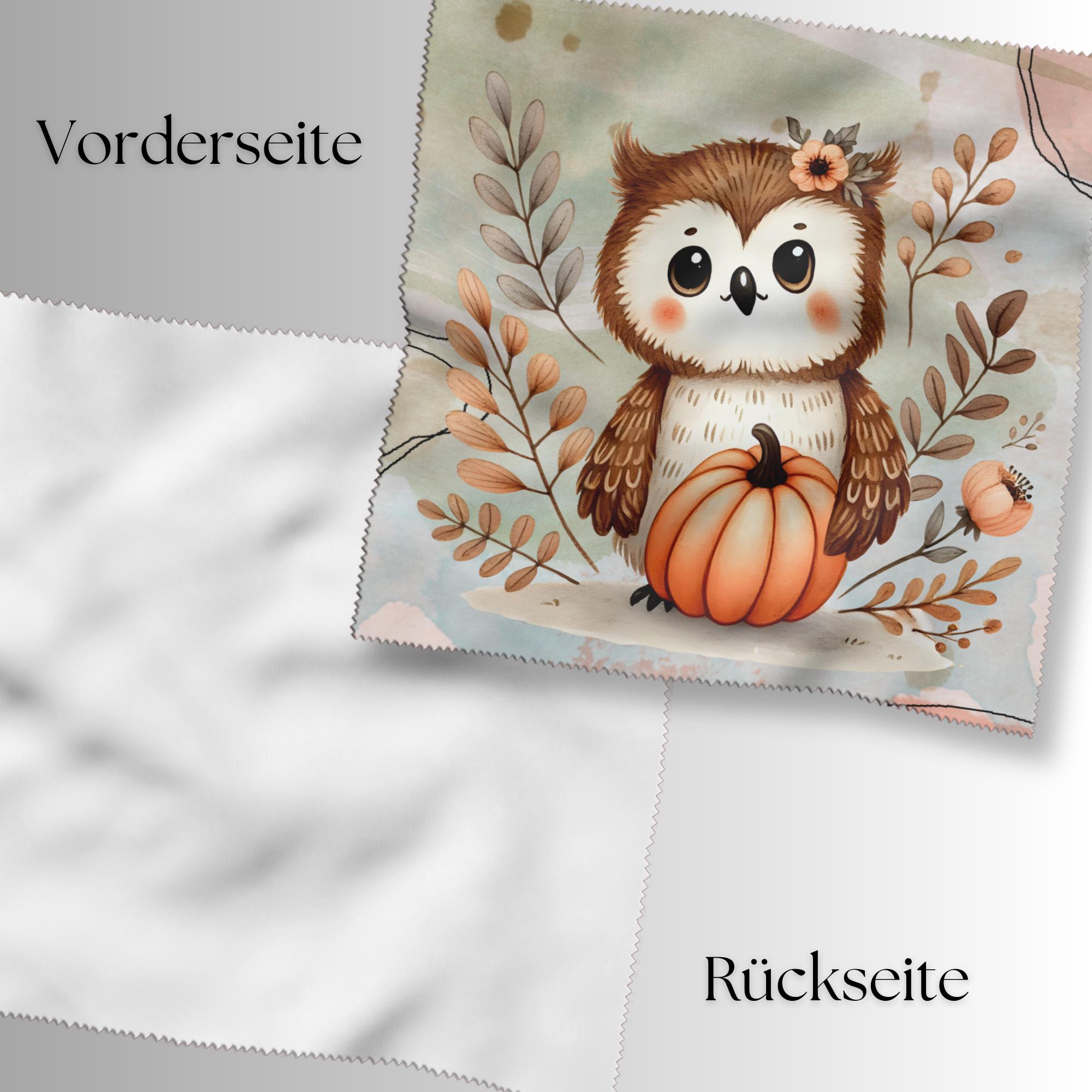 Brillenputztuch Herbst Eule bedrucktes Mikrofasertuch für Sonnenbrille Displays Handy Uhu Geschenk Halloween Mitbringsel #TI167