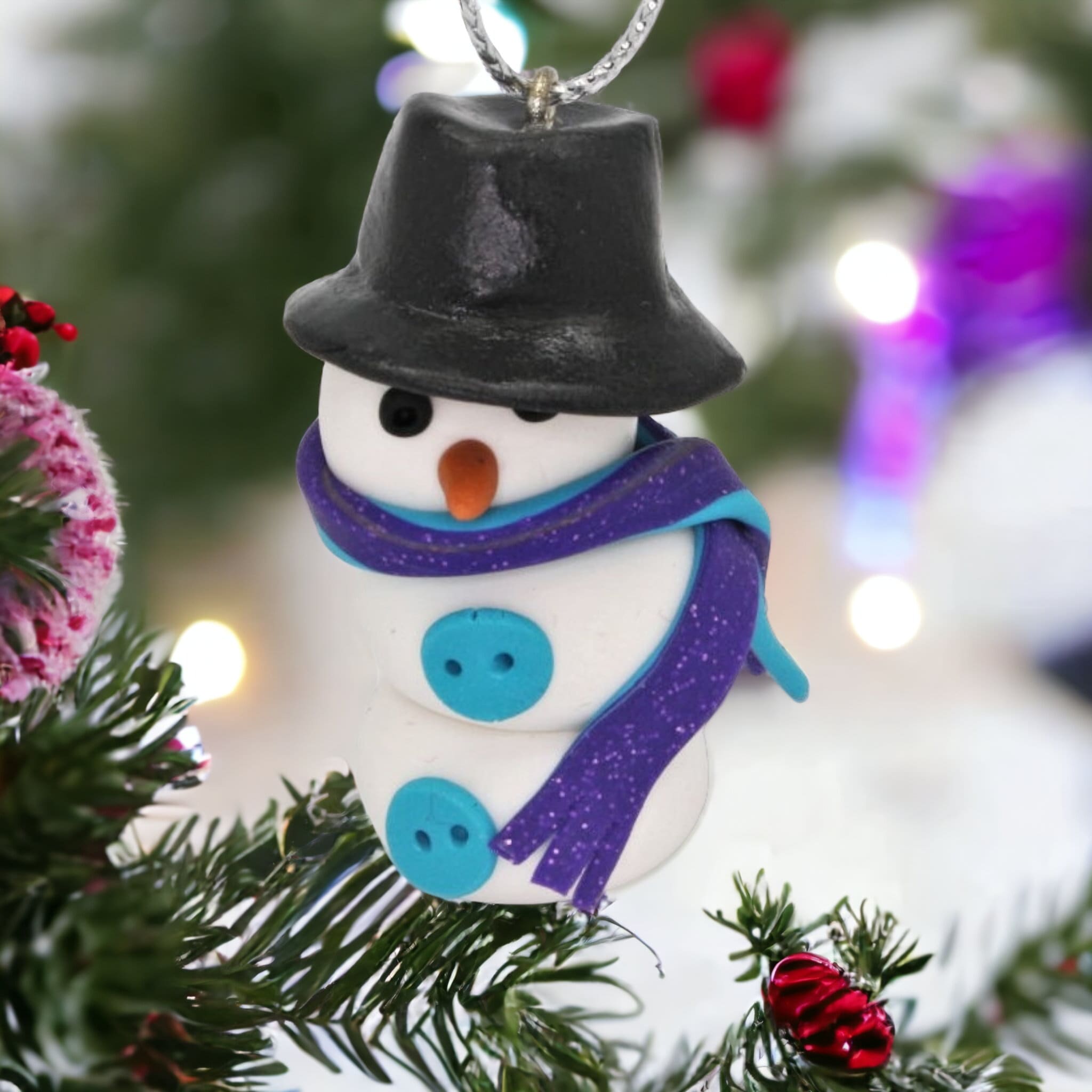 Weihnachtsbaum Anhänger "Schneemann", Ornament handmodeliert, Christbaumschmuck, Geschenkanhänger  #613960826