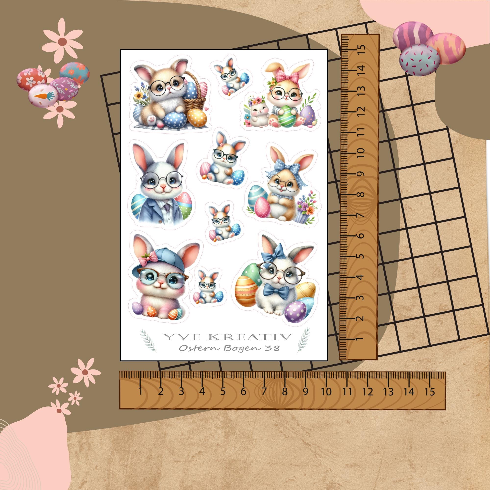 Sticker Bogen " Ostern " | Sticker Set - Aufkleber 3 Stickerbogen zur Auswahl in Weiß - Transparent - Matt - Glanz #SBA6