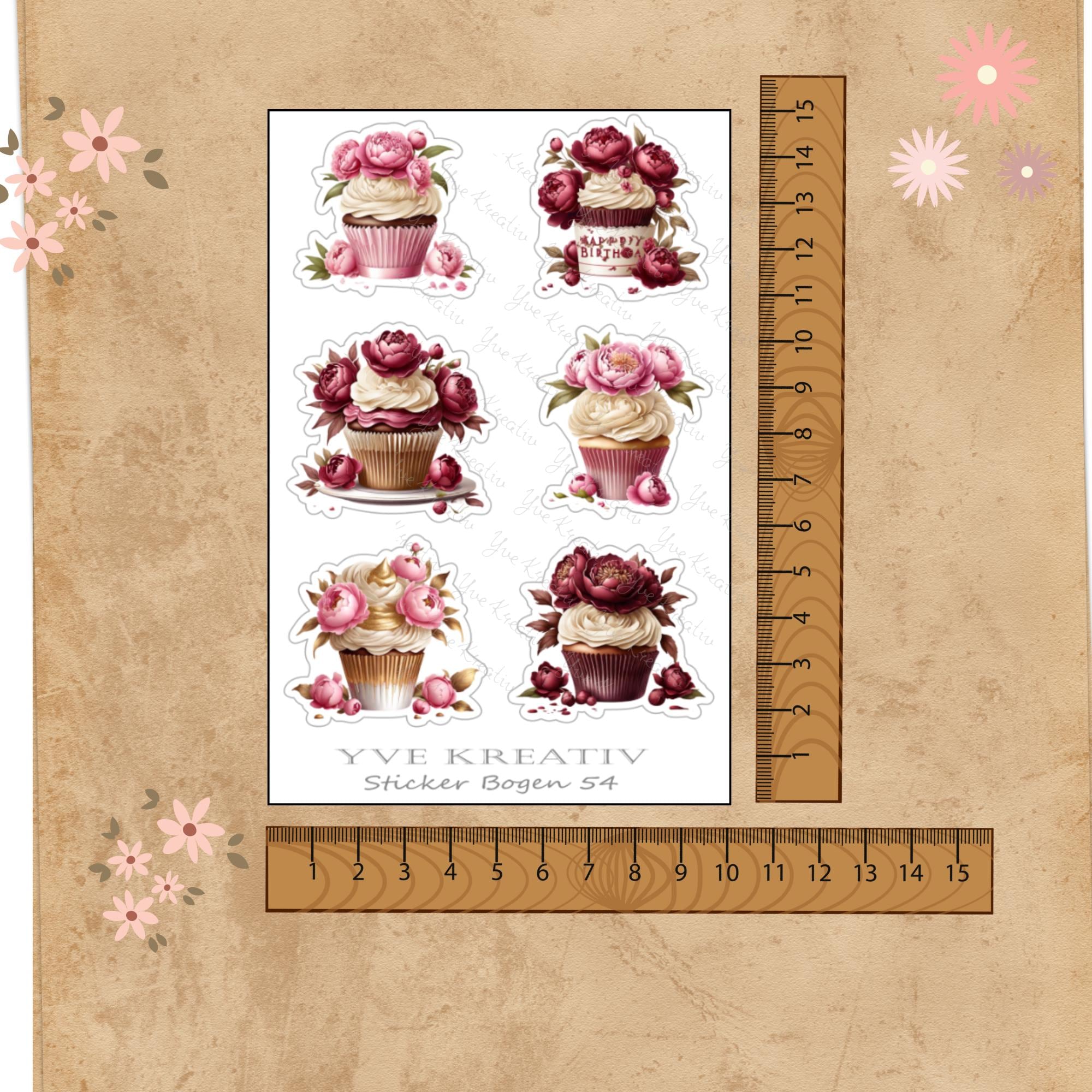 Aufkleber Cupcake Sommer Sticker Bogen Blüten Muffin Stickerbogen 3 Bögen zur Auswahl in Weiß - Transparent - Matt - Glanz #SBA6 Aufkleber Cupcake Sommer Sticker Bogen Blüten Muffin Stickerbogen 3 Bögen zur Auswahl in Weiß - Transparent - Matt - Glanz #SBA6