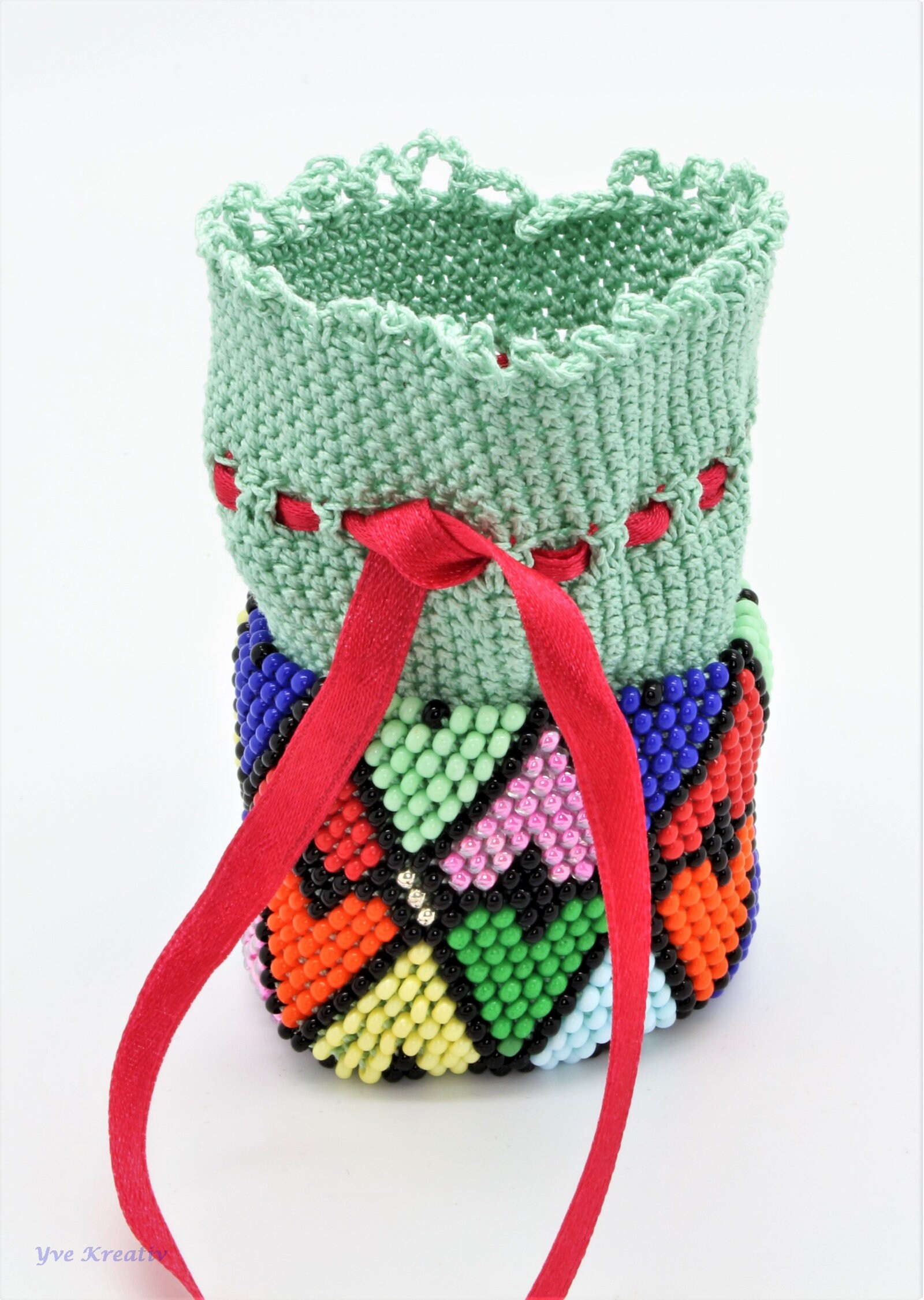 Edles Geschenk Säckchen / Schmuck Säckchen / handgehäkelt / Perlenhäkeln / Geldgeschenk / Hochzeit  #613961022