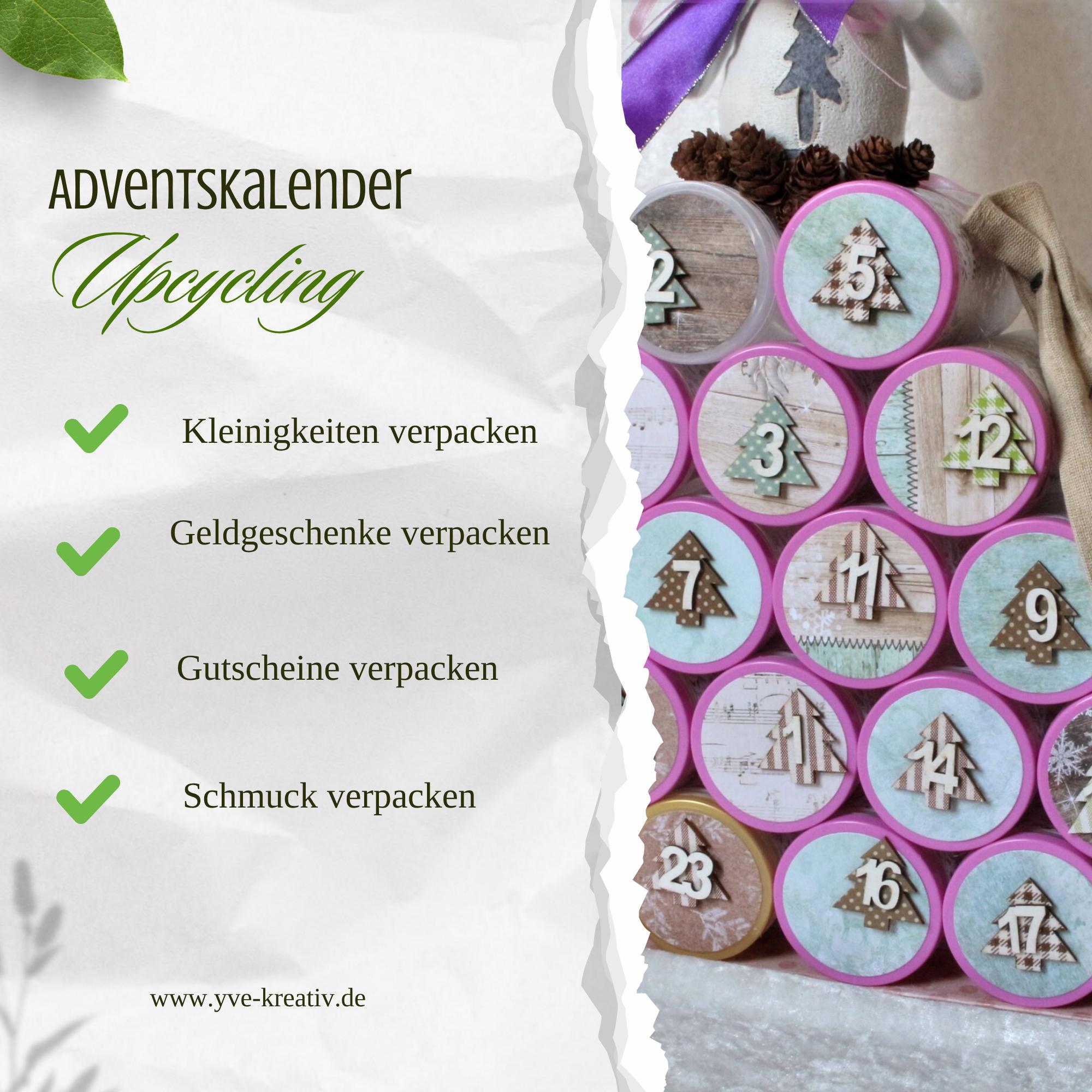 Adventskalender zum Befüllen aus 24 Dosen Upcycling zu Weihnachten Adventsdeko Adventskalender außergewöhnlich Geschenk Freundin #853462823