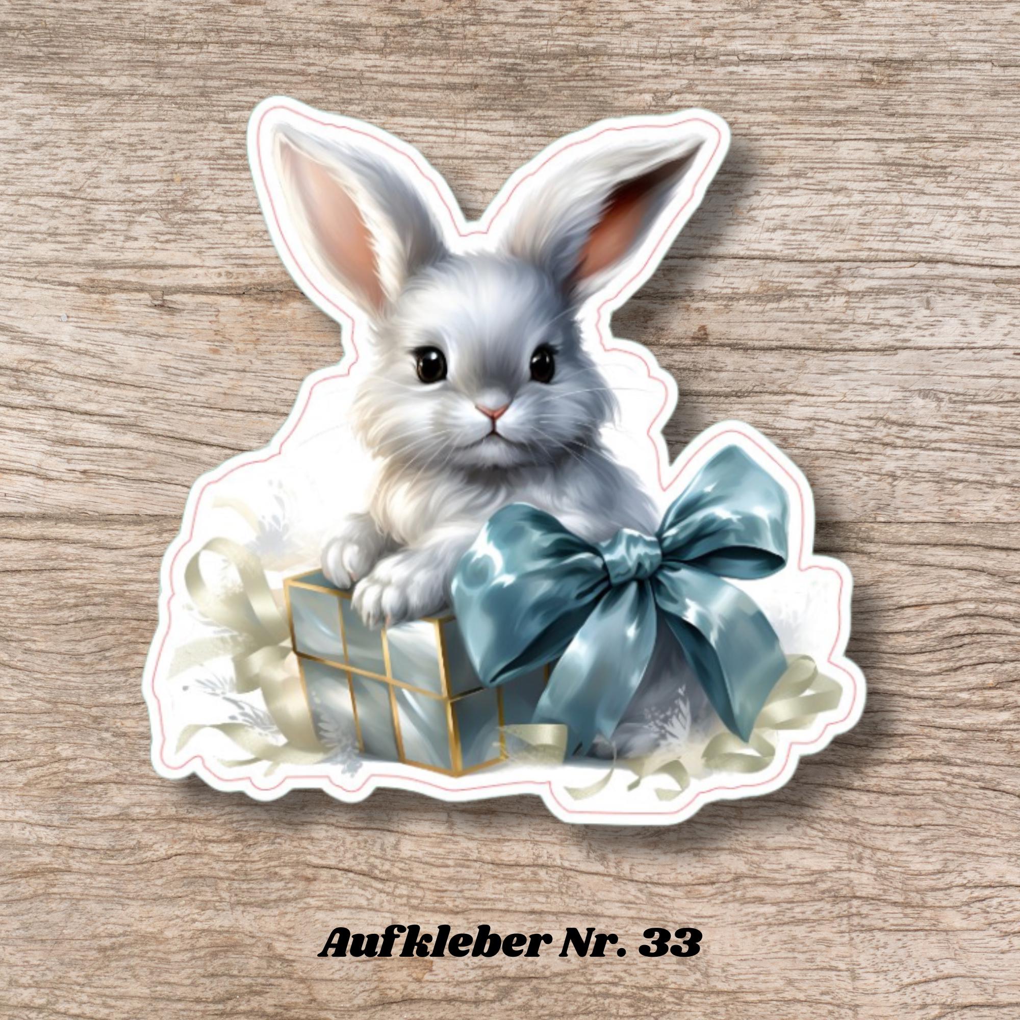 Aufkleber Ostern großer 8 cm Sticker niedliches Häschen Deko Hase Geschenkaufkleber Osterhase - zur Auswahl in Weiß oder Transparent  #SEG8