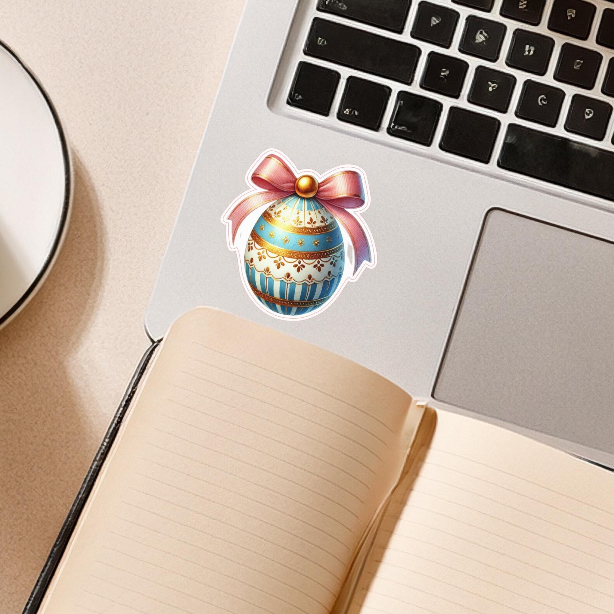 Aufkleber Ostern großer 8 cm Sticker Osterei Deko Osterfest Geschenkaufkleber Dekoei - zur Auswahl in Weiß oder Transparent  #SEG8