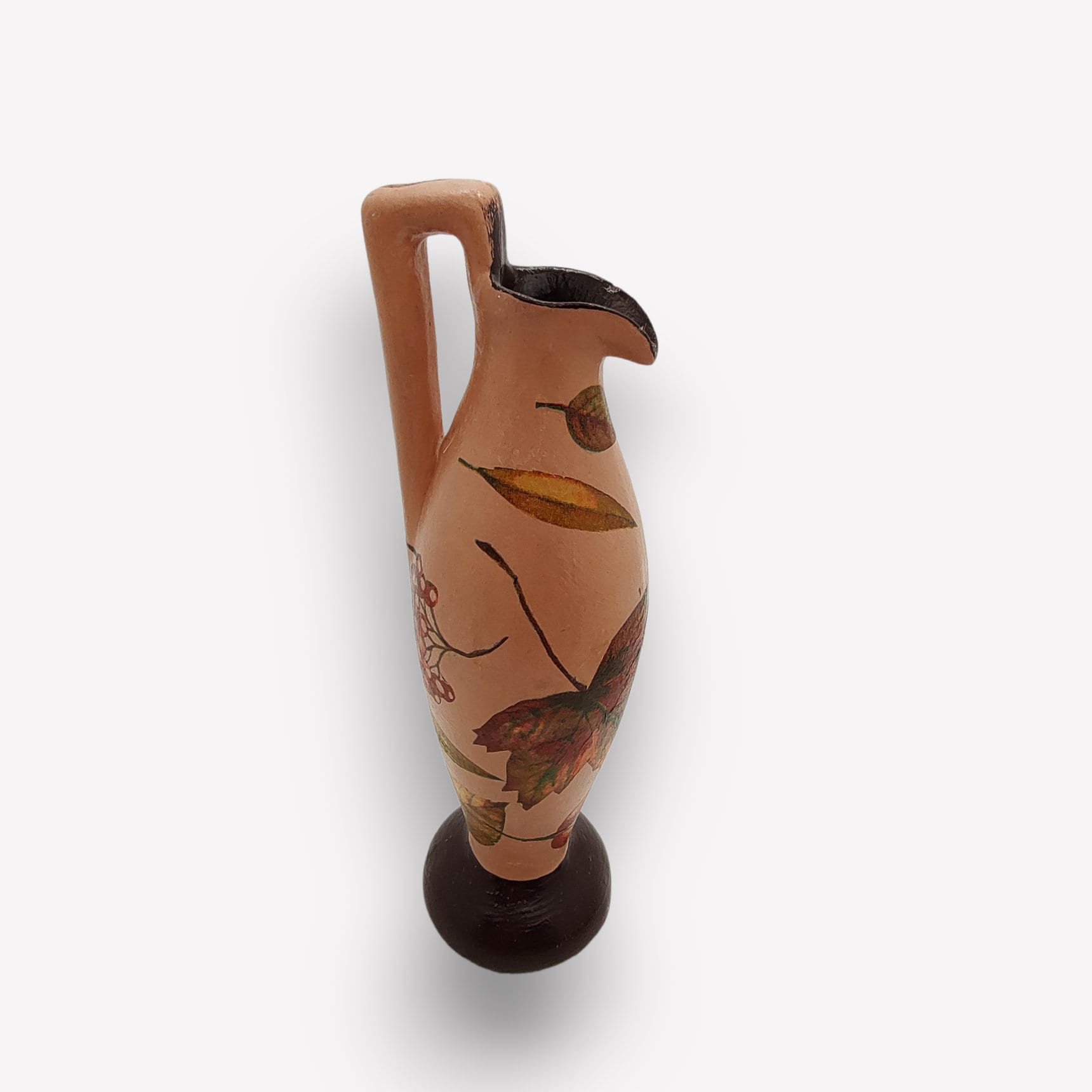 Tonvase / Karaffe "Herbst" verziert mit Serviettentechnik