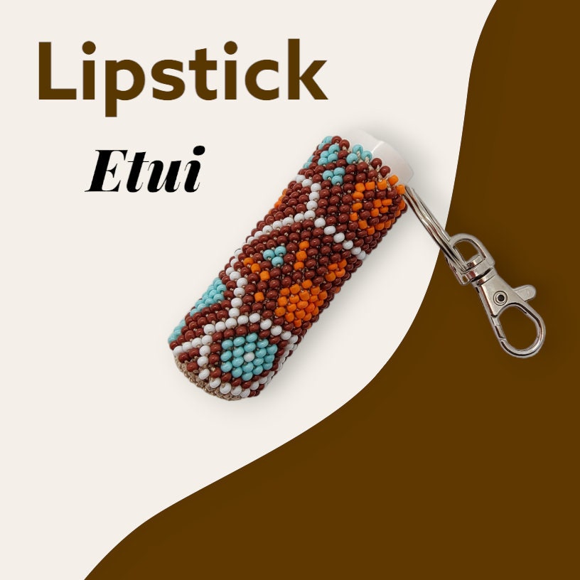 Anhänger für Lippenpflegestift - Lippenbalsam Täschchen aus Rocailles - Miniperlen (2,6 mm) gehäkelt / Perlenhäkeln