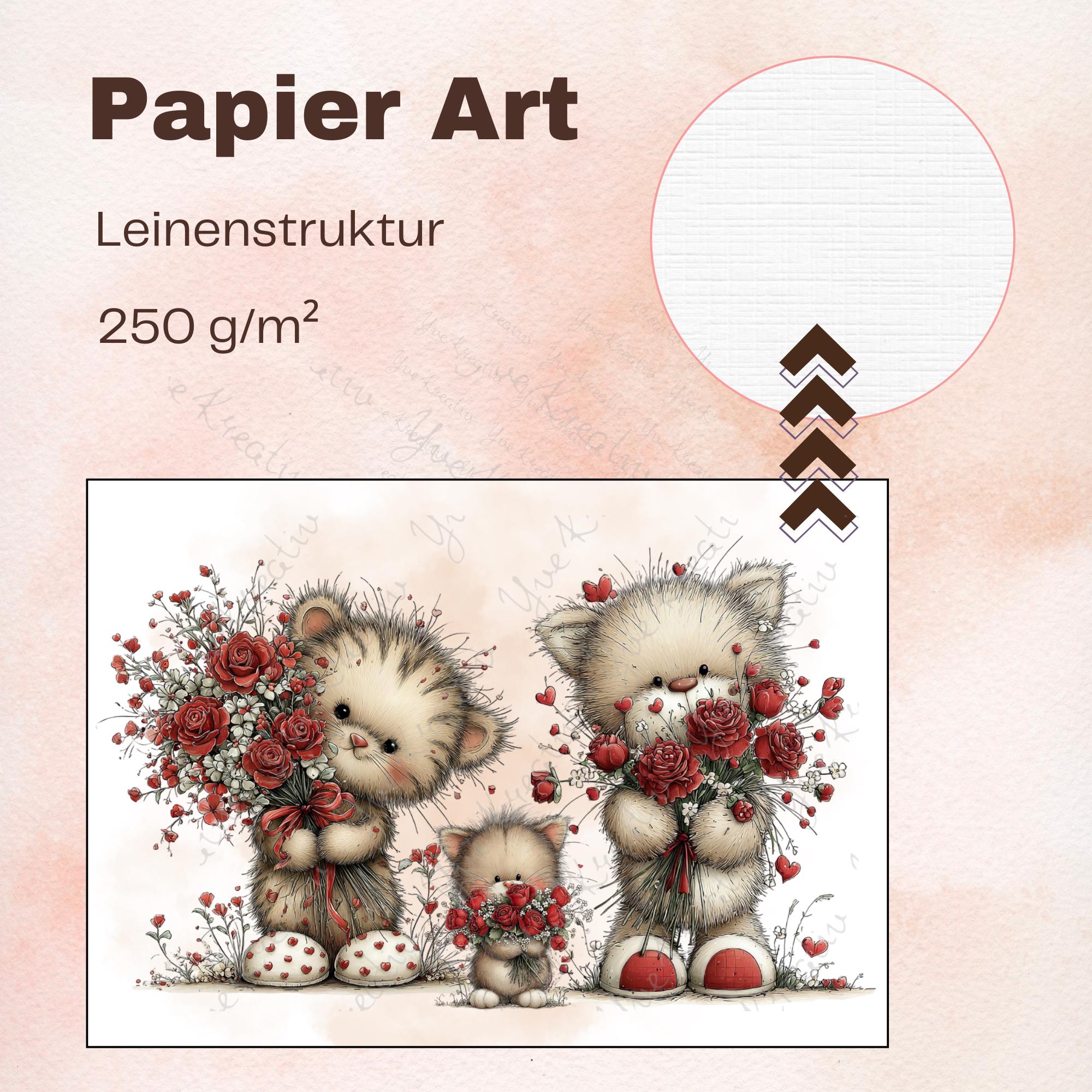 Postkarte zum Geburtstag oder Valentinstag Grußkarte für Katzenliebhaber niedliche Karte für liebe Grüße Katzen mit Rosenstrauß #PT5