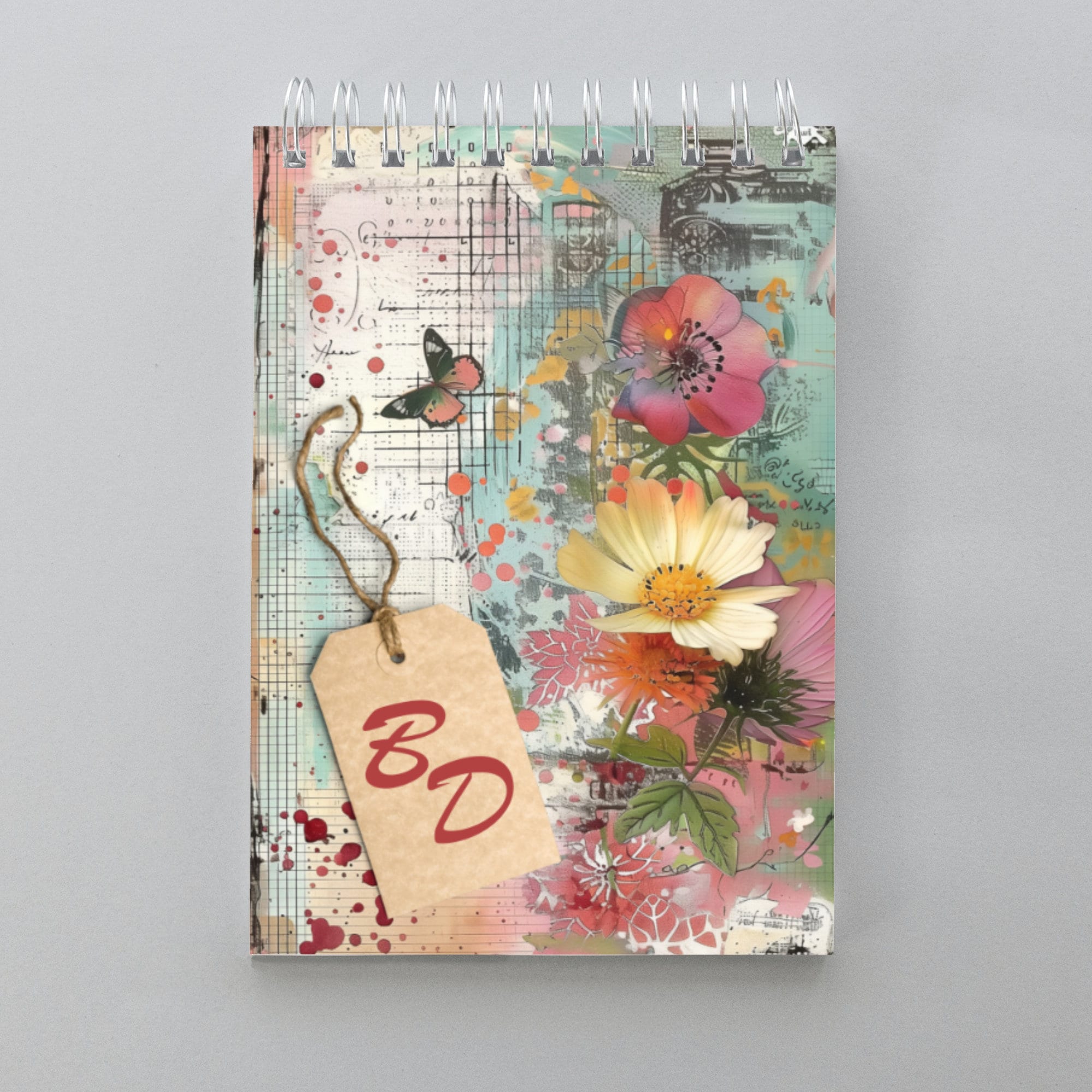 Notizblock personalisiert mit Monogramm DIN A6 kleiner Ringblock Schreibblock Notizbuch Zettelblock für Schule oder private Notizen  #A6SO