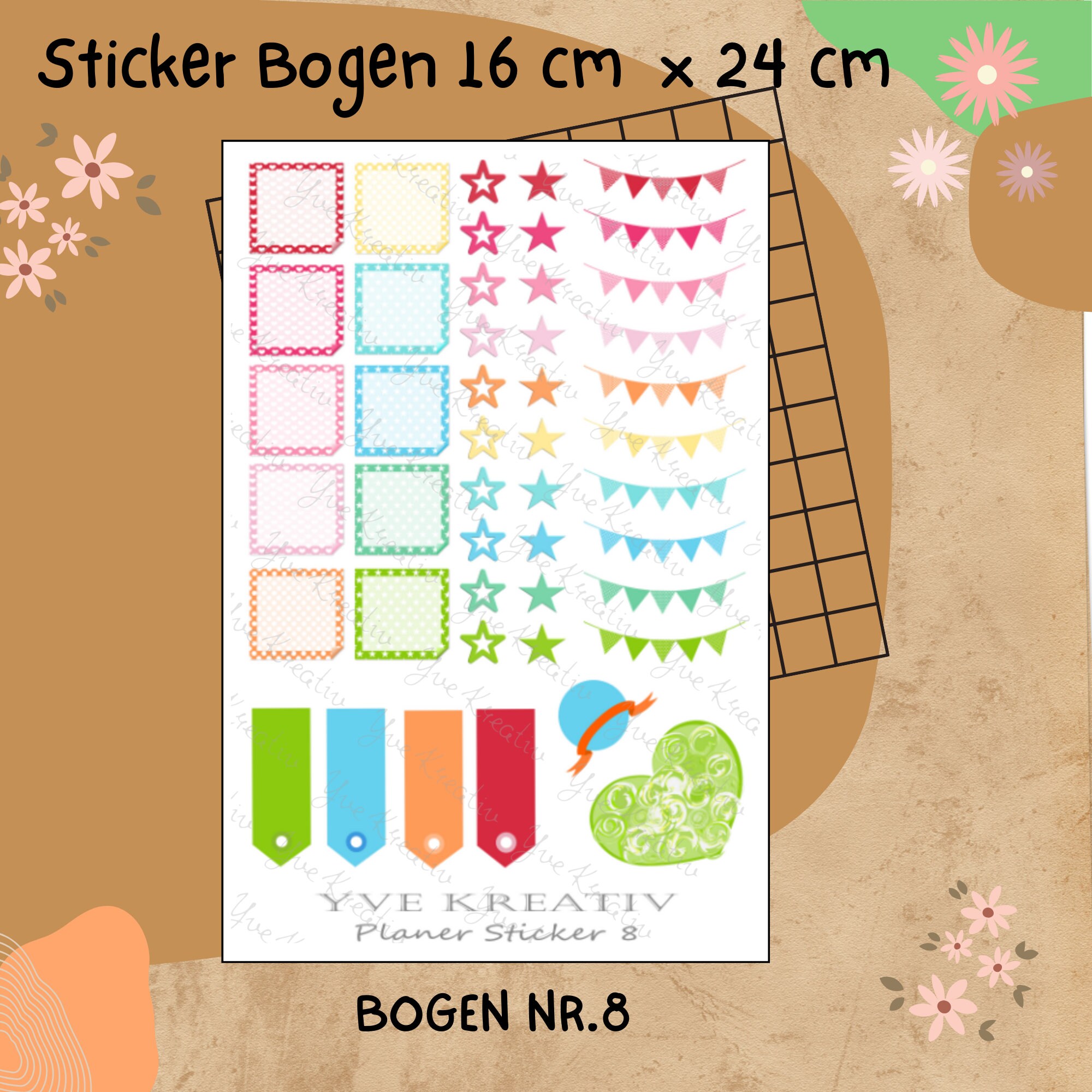 Sticker Planer 40 Aufkleber Sticker Bogen Set Stickerbogen  -  Wochenplaner Kalender Bullet Journaling  #SBA5