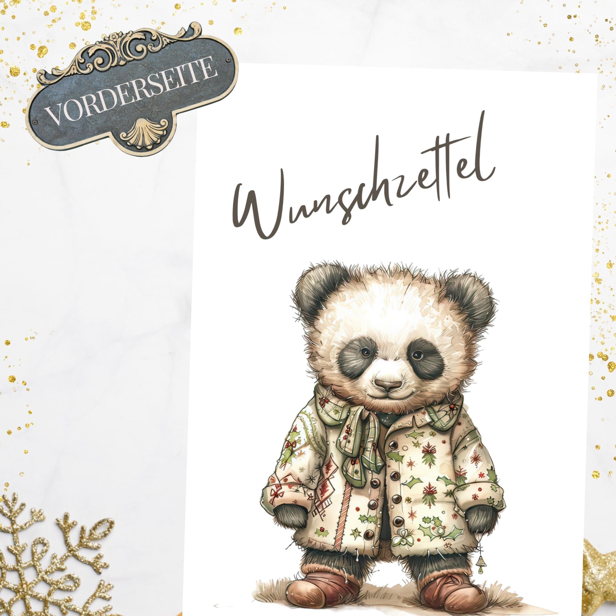 Wunschzettel Postkarte personalisiert mit Namen, Karte zu Weihnachten Wunschliste auf DIN A6 Karton mit Leinenstruktur  #WZLS