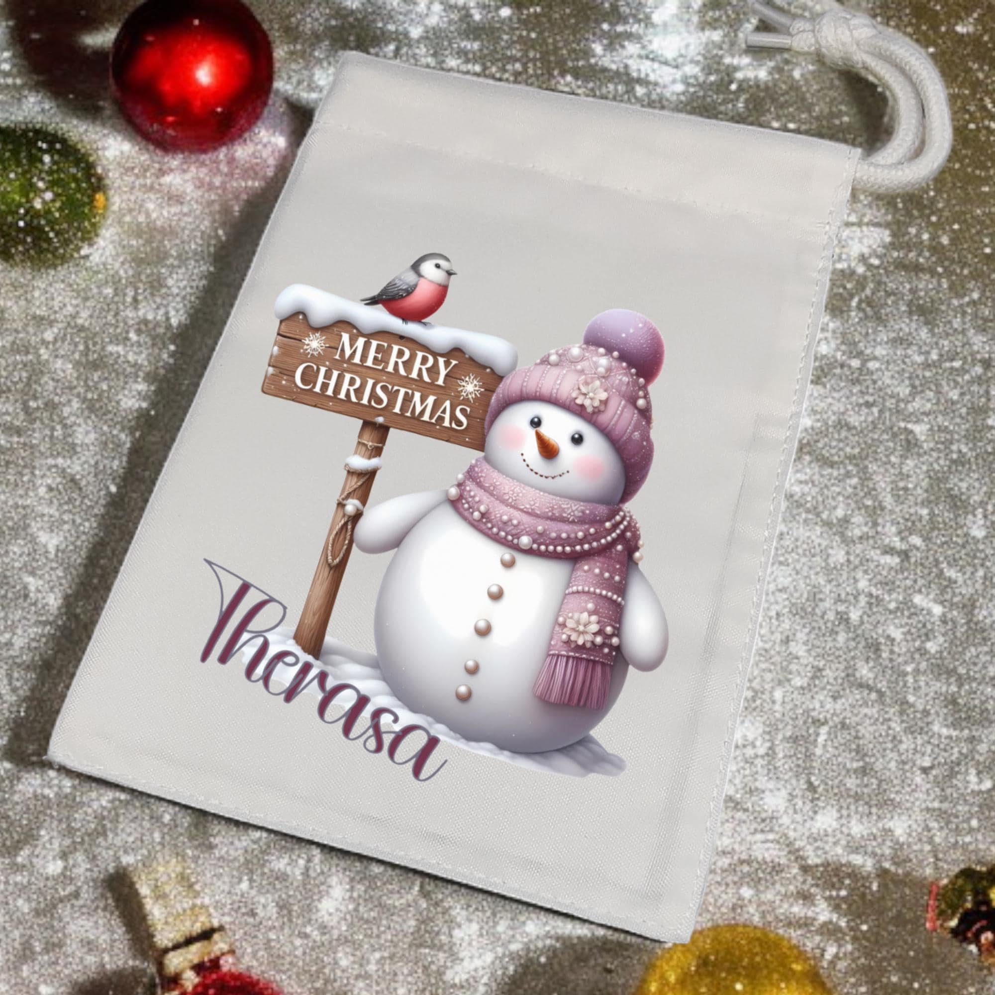 Geschenksäckchen personalisiert mit Namen, Weihnachtsgeschenkbeutel, Stoffsäckchen, Stofftasche, Stoffbeutel, Geschenkverpackung  #GSSUB
