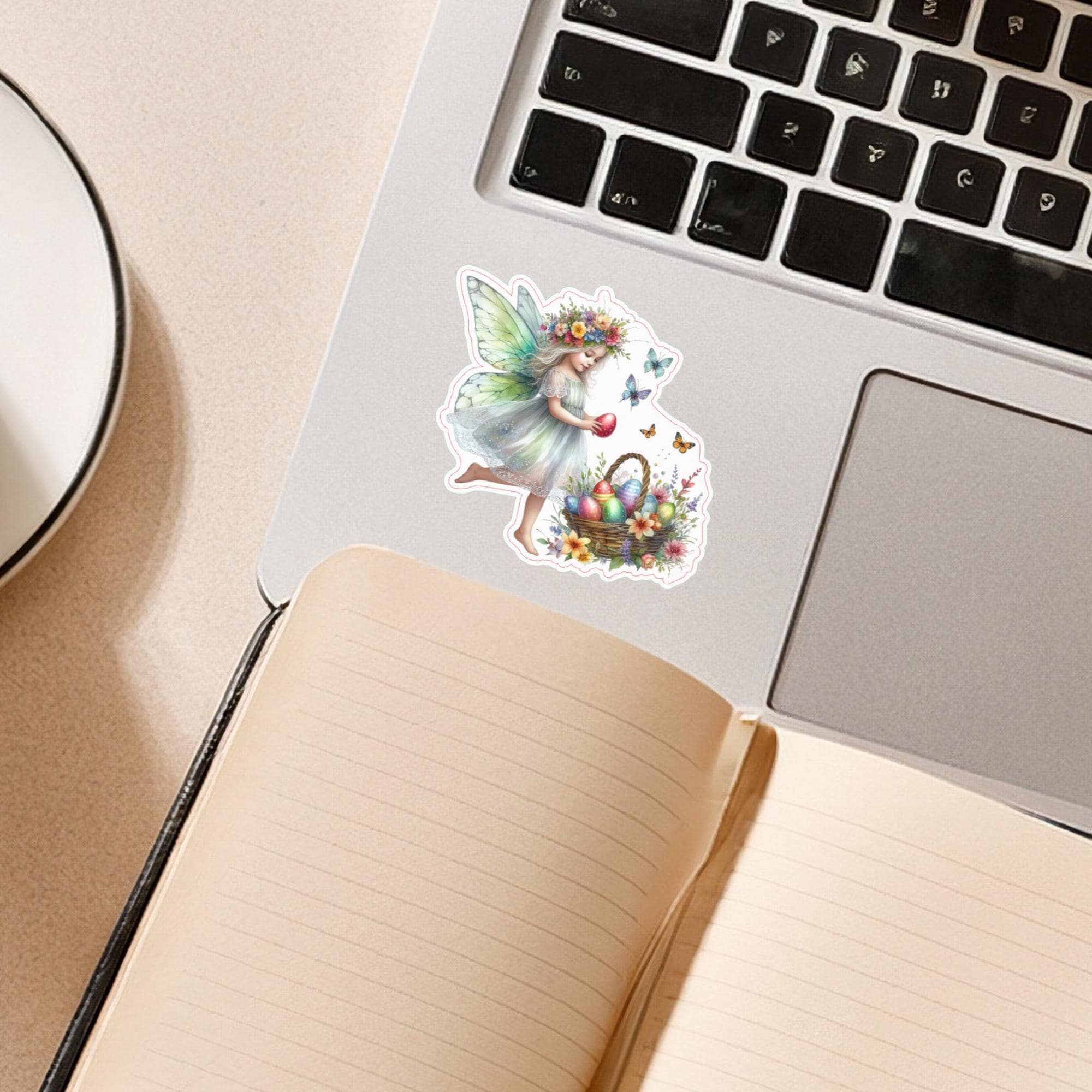 Aufkleber Ostern großer 8 cm Sticker Feen Fantasy Deko Geschenkaufkleber romantisch - zur Auswahl in Weiß oder Transparent  #SEG8