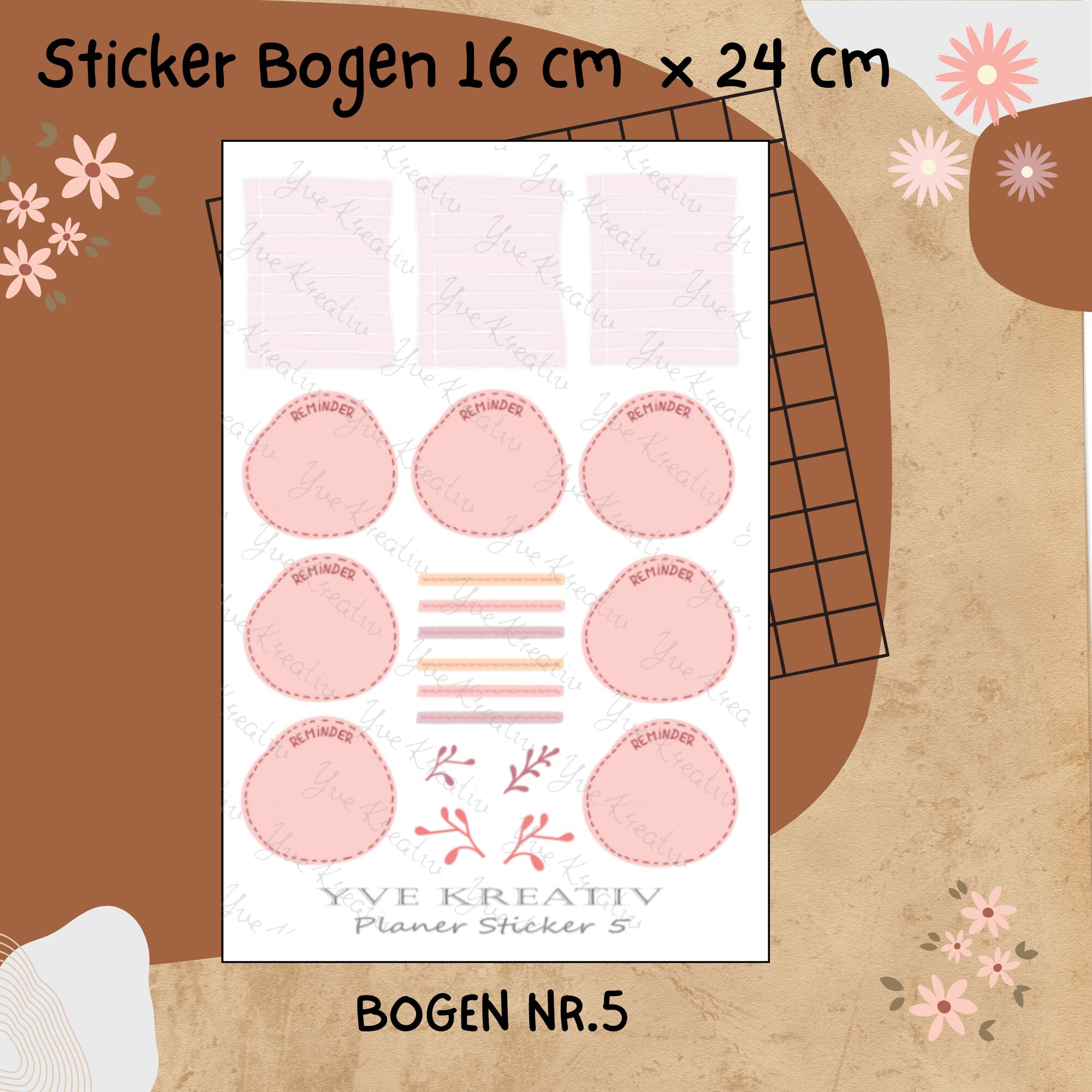 Sticker Planer | 20 Aufkleber Sticker Bogen Set Stickerbogen  -  Wochenplaner Kalender Bullet Journaling  #SBA5