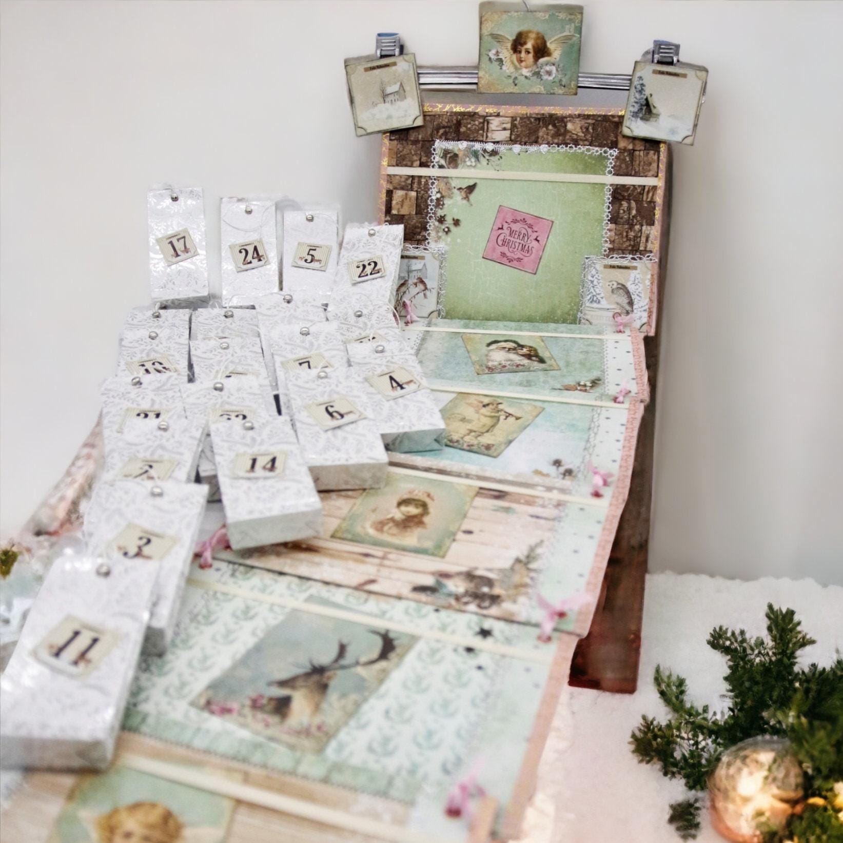 Adventskalender aus 24 Papiertüten Wand Deko Weihnachten Adventskalender zum Befüllen Adventsdeko Geschenk Freundin  #1099598462