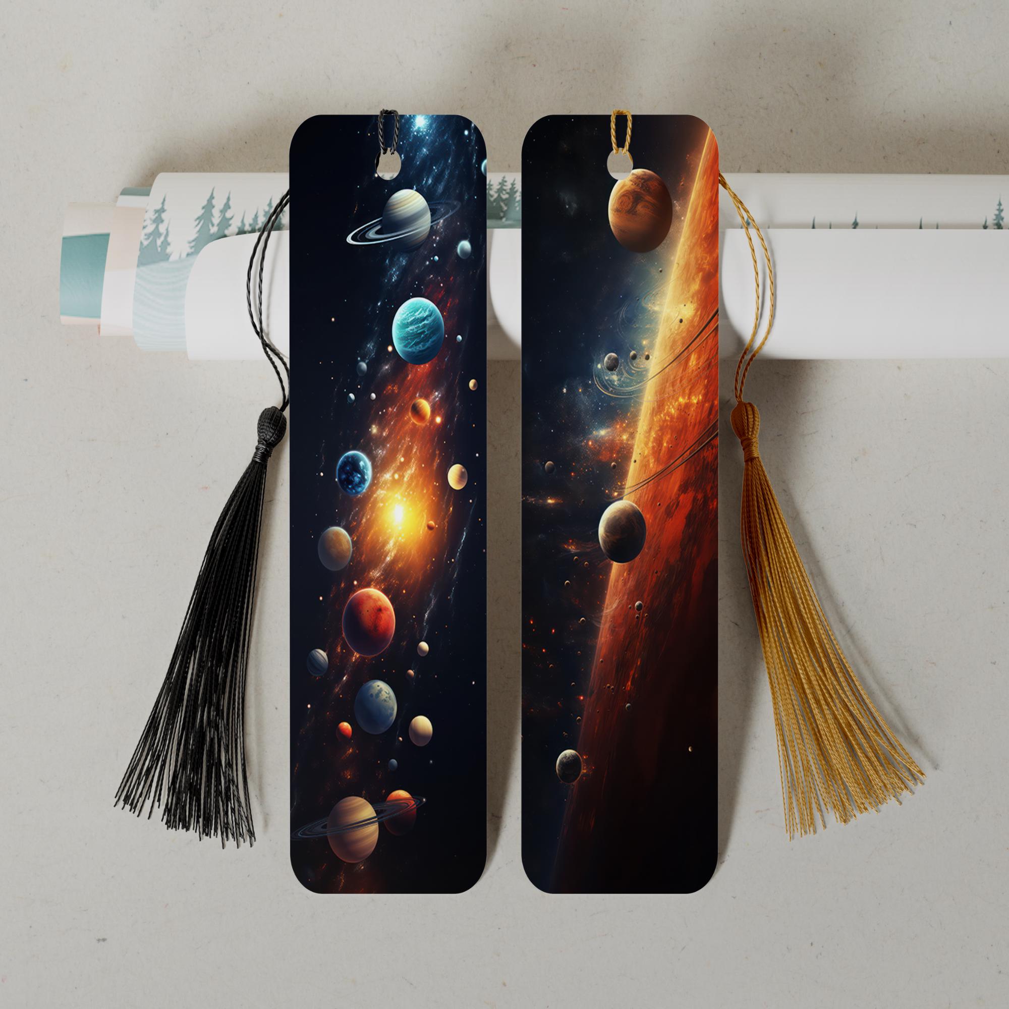 Lesezeichen aus Aluminium Geschenk zum Geburtstag Buchgeschenk "Motiv Weltraum" Bookmark - 2 Motive zur Auswahl  #LEALU