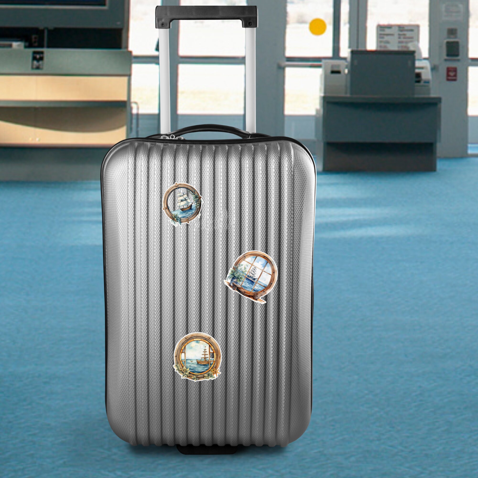 Kofferaufkleber, Aufkleber, Reiseaufkleber, Urlaub Sticker, großer Koffer Sticker  - 3 Aufkleber zur Auswahl in Weiß oder Transparent  #SEG8