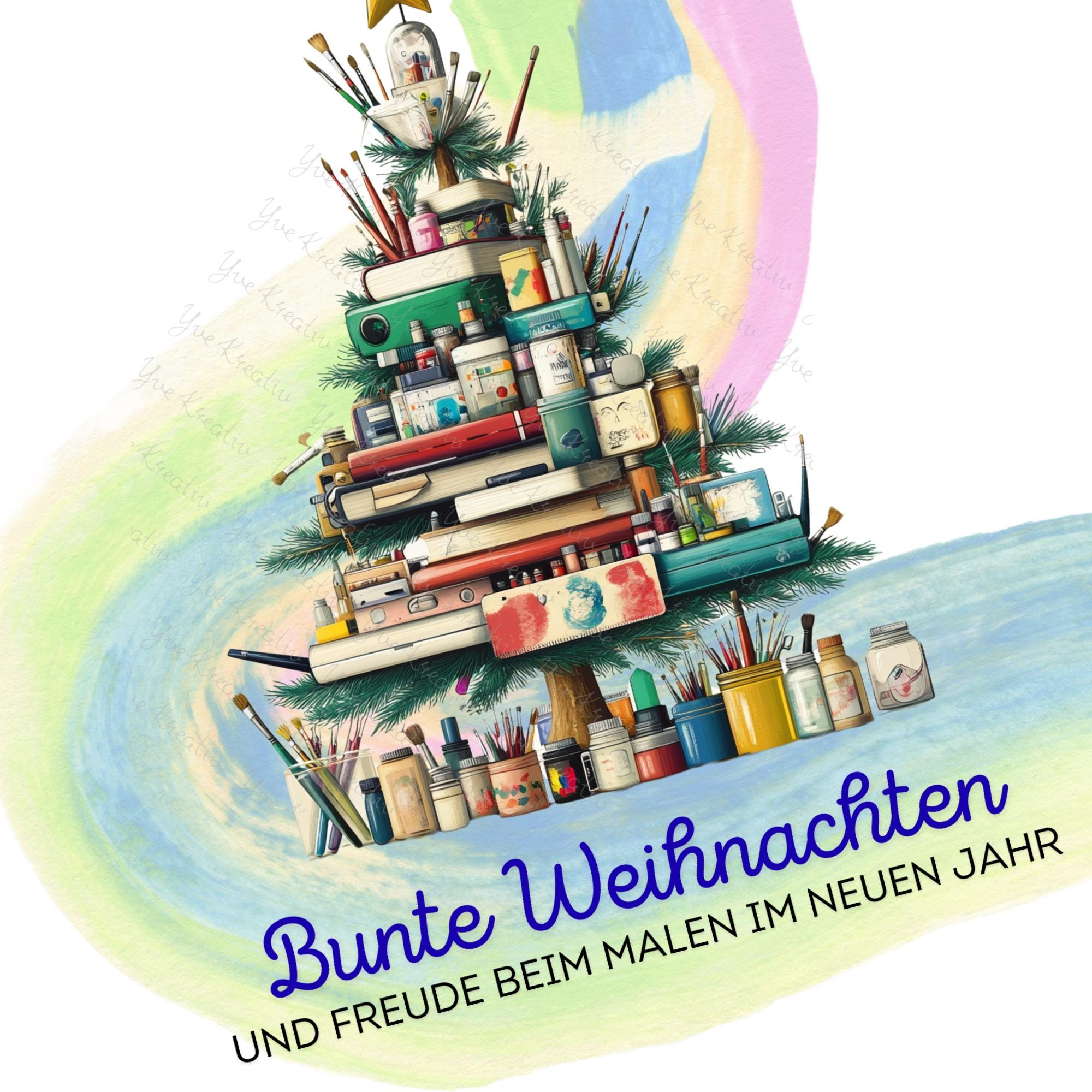 Brillenputztuch Tannenbaum Weihnachten Wichtelgeschenk Maler Geschenk Künstler bedrucktes Mikrofasertuch für Brillen Display Handy #WE19