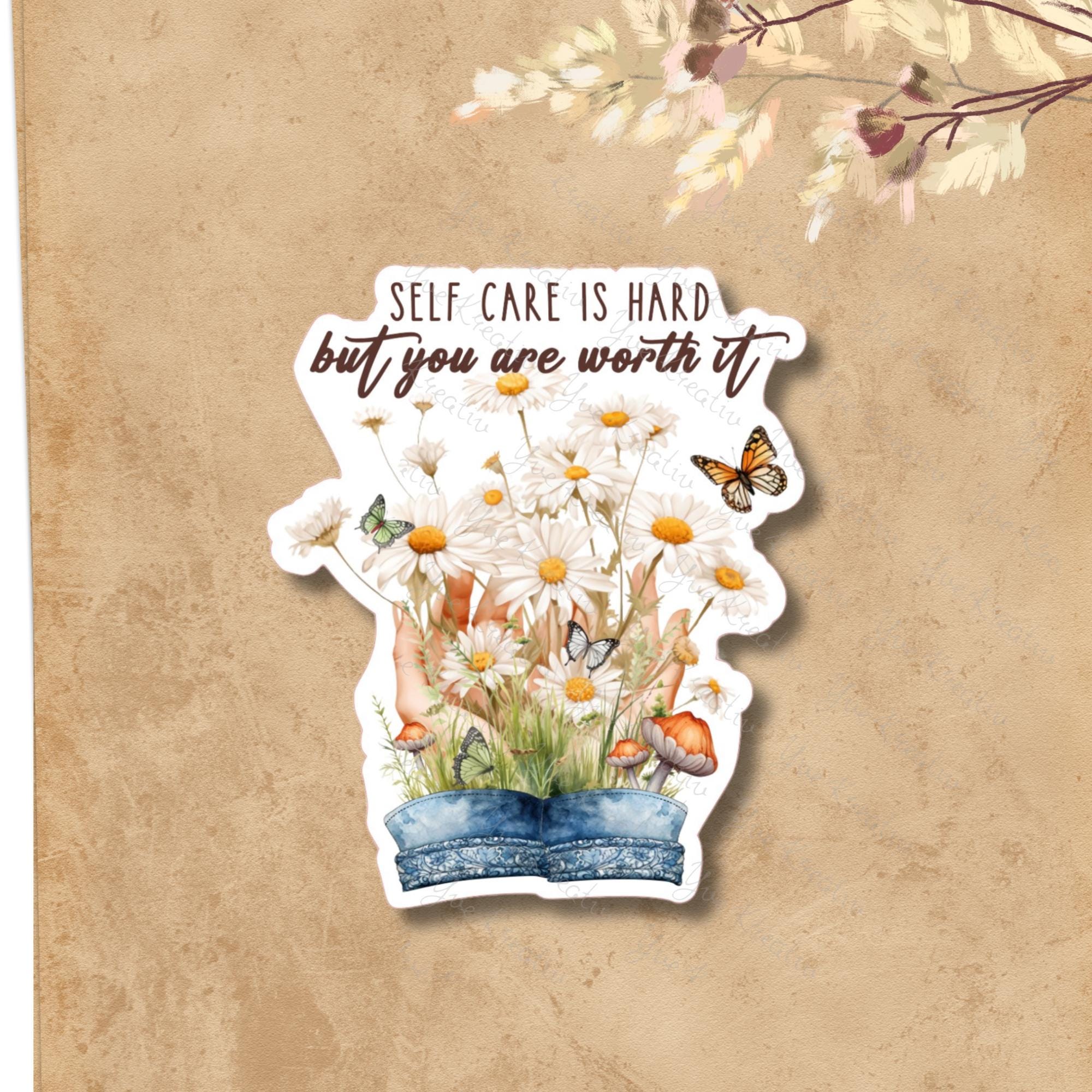 Kofferaufkleber, Geschenkaufkleber, Aufkleber Motivation, großer Blumen Sticker I zur Auswahl in Weiß oder Transparent  #SEG8