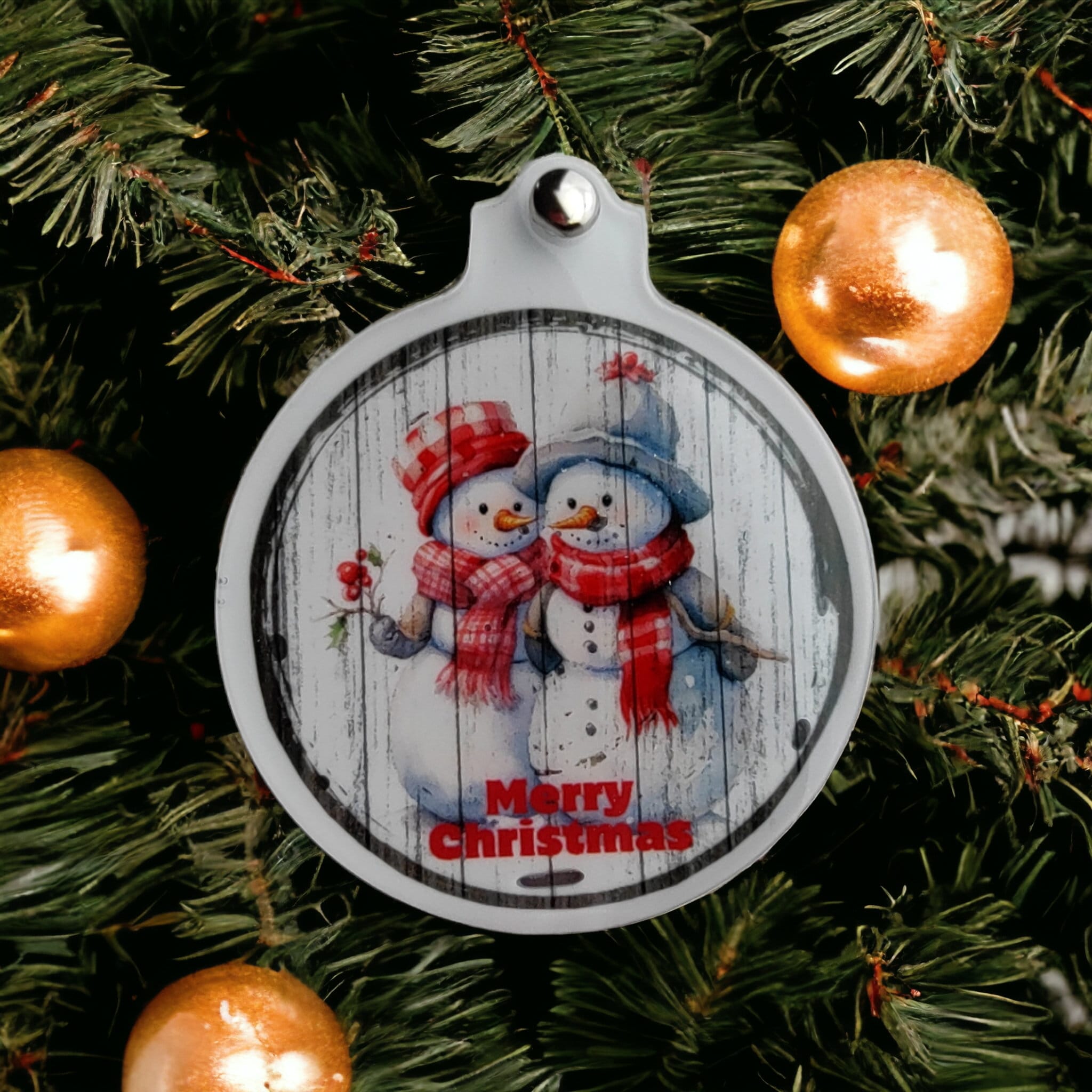 Weihnachtskugel Weihnachtsschmuck Baumanhänger Christmas Ornaments auf einer runden Weihnachtskarte inkl. Kuvert  #1608301342