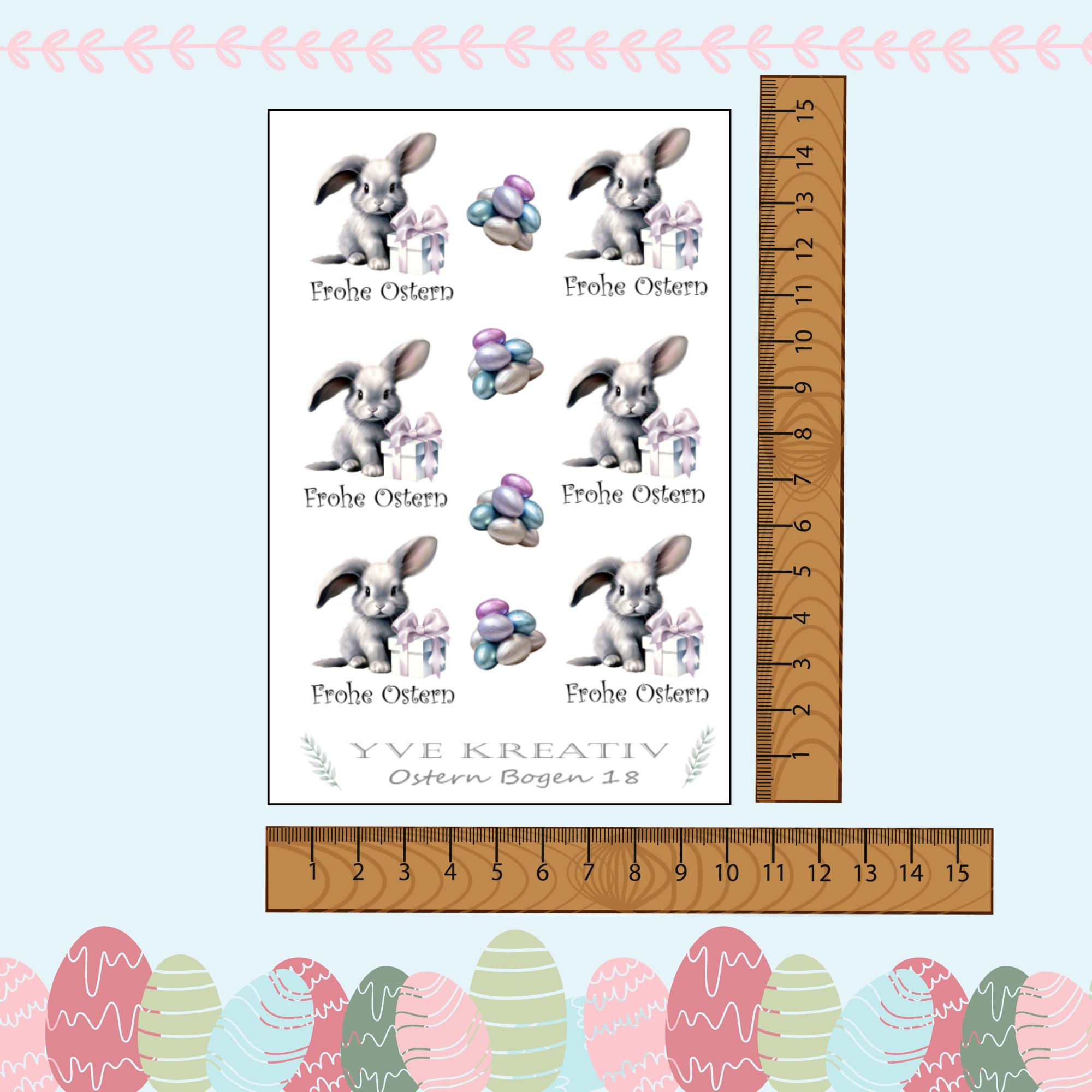 Sticker Bogen, Aufkleber Osterhasen | Sticker Set - 2 Stickerbogen zur Auswahl in Weiß - Transparent - Matt - Glanz  #SBA6
