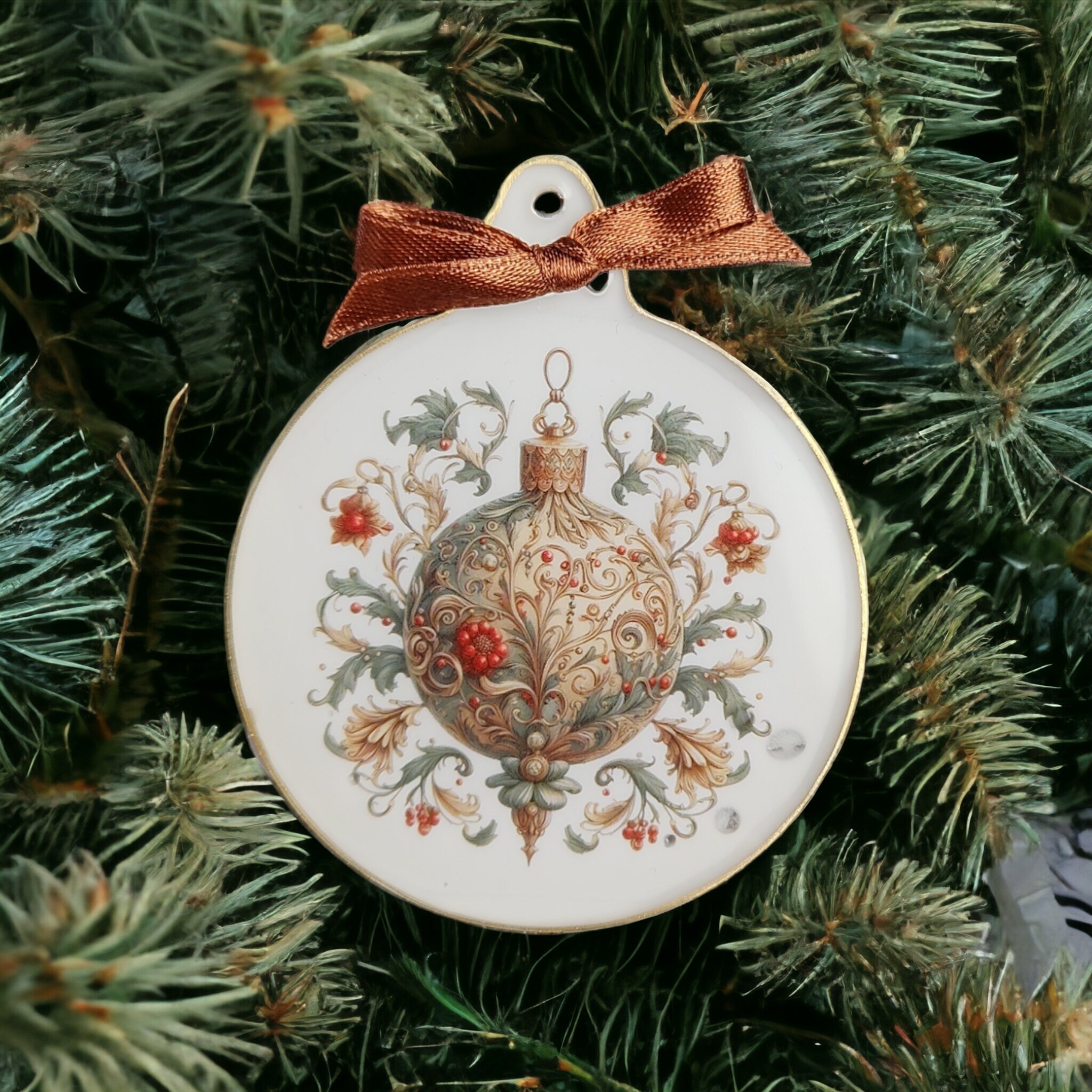 Weihnachtskugel Weihnachtsschmuck Baumanhänger Christmas Ornaments auf einer Weihnachtskarte inkl. Kuvert  #1622388291
