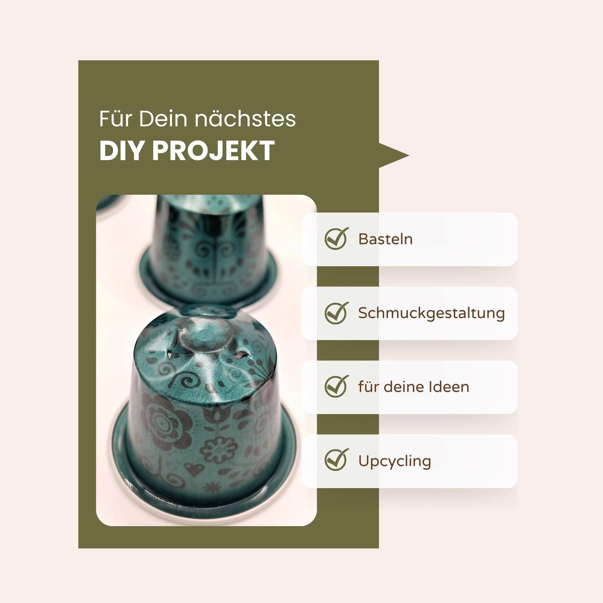 10 leere Kaffeekapseln Farbe grün mit Blümchenmuster zum Basteln Gestalten Bastelmaterial DIY Schmuckherstellung Zubehör #KNS 10 leere Kaffeekapseln Farbe grün mit Blümchenmuster zum Basteln Gestalten Bastelmaterial DIY Schmuckherstellung Zubehör #KNS