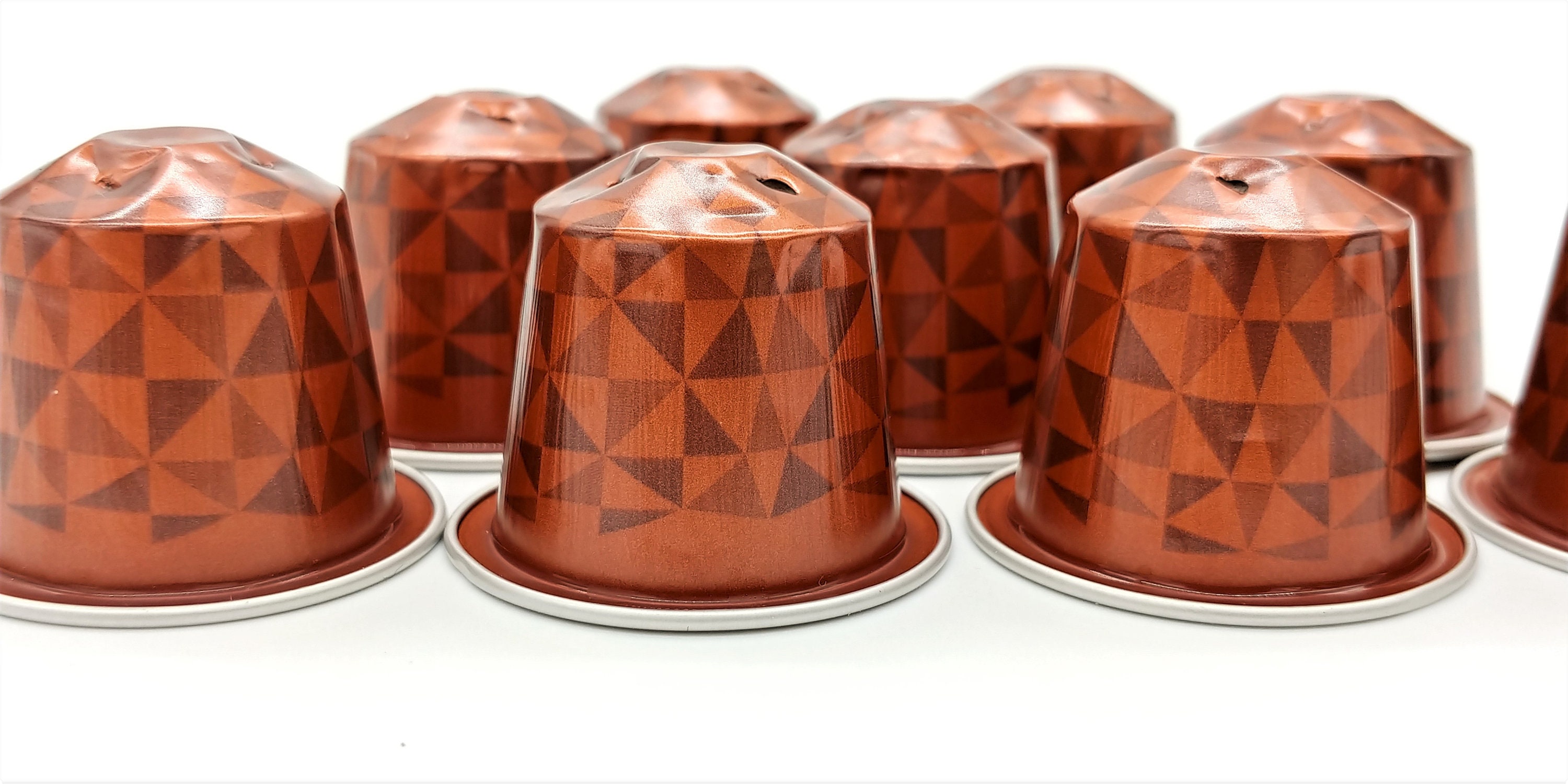 10 leere Kaffeekapseln Farbe : rot-braun mit Muster  #KNS