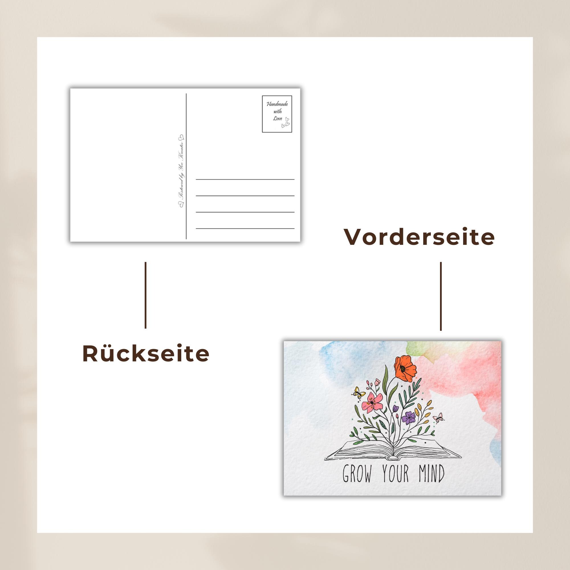Postkarte Grow Your Mind Grußkarte Karte Geburtstag Motivation Aufmunterung Mitbringsel Freundin #PLS Postkarte Grow Your Mind Grußkarte Karte Geburtstag Motivation Aufmunterung Mitbringsel Freundin #PLS
