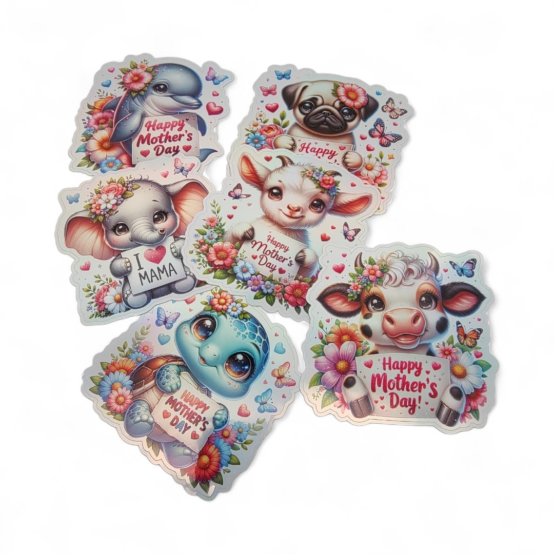 Holographischer Sticker "Niedliche Tiere zum Muttertag" | Sticker Set - Aufkleber 14 Sticker zur Auswahl I wasserfest #SHOL Holographischer Sticker "Niedliche Tiere zum Muttertag" | Sticker Set - Aufkleber 14 Sticker zur Auswahl I wasserfest #SHOL
