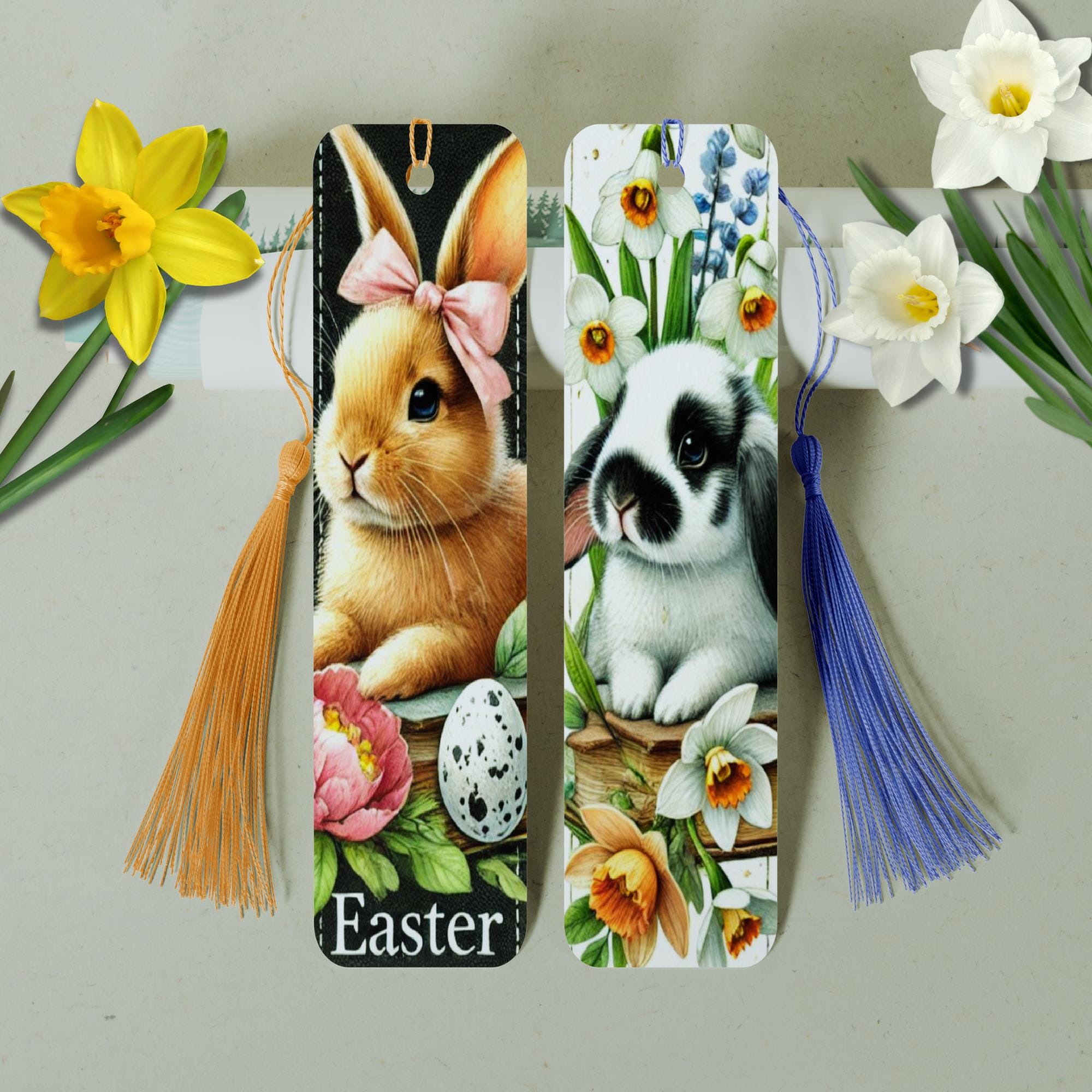 Lesezeichen aus Aluminium Geschenk zu Ostern Hase Osterhase Ostereier Bücher Bookmark - 2 Motive zur Auswahl  #LEALU