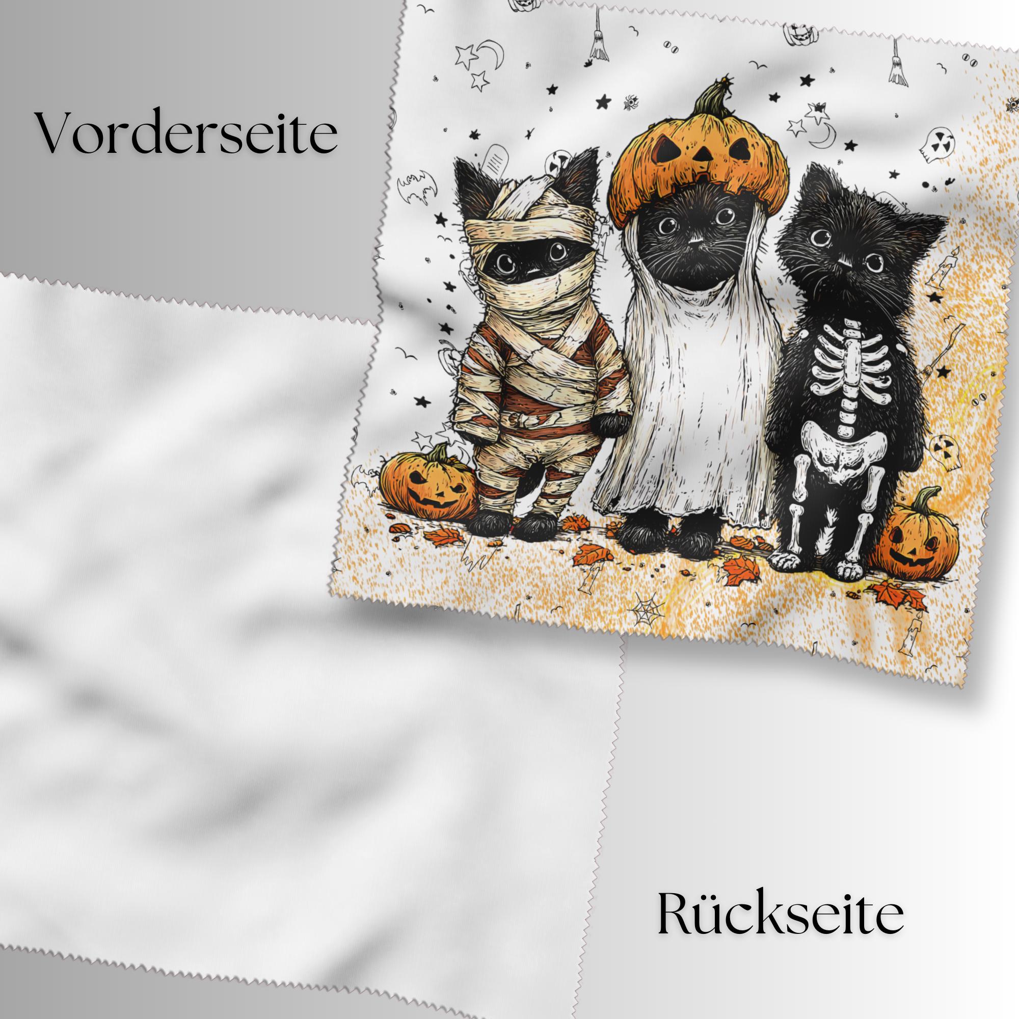 Brillenputztuch Halloween schwarze Katzen bedrucktes Tuch für Sonnenbrille Displays Handy Geschenk Herbst Mitbringsel Katzenbesitzer #SA12