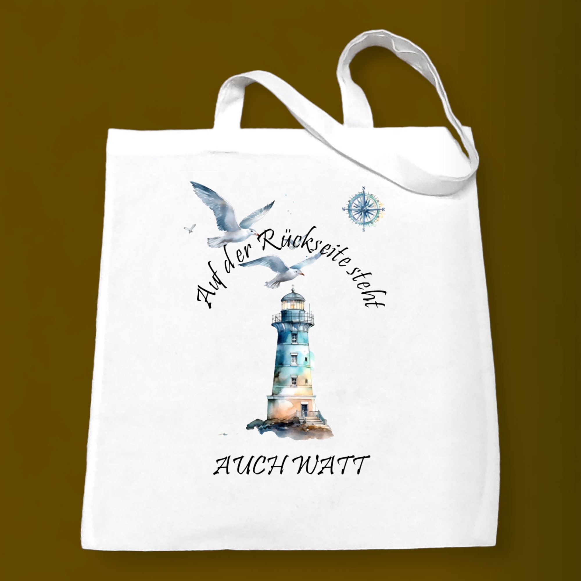 Stofftasche Maritim Stoffbeutel Leuchtturm Einkaufstasche Urlaub Tragetasche Reise Urlaubstasche Reisegeschenk beidseitig bedruckt #STSUB