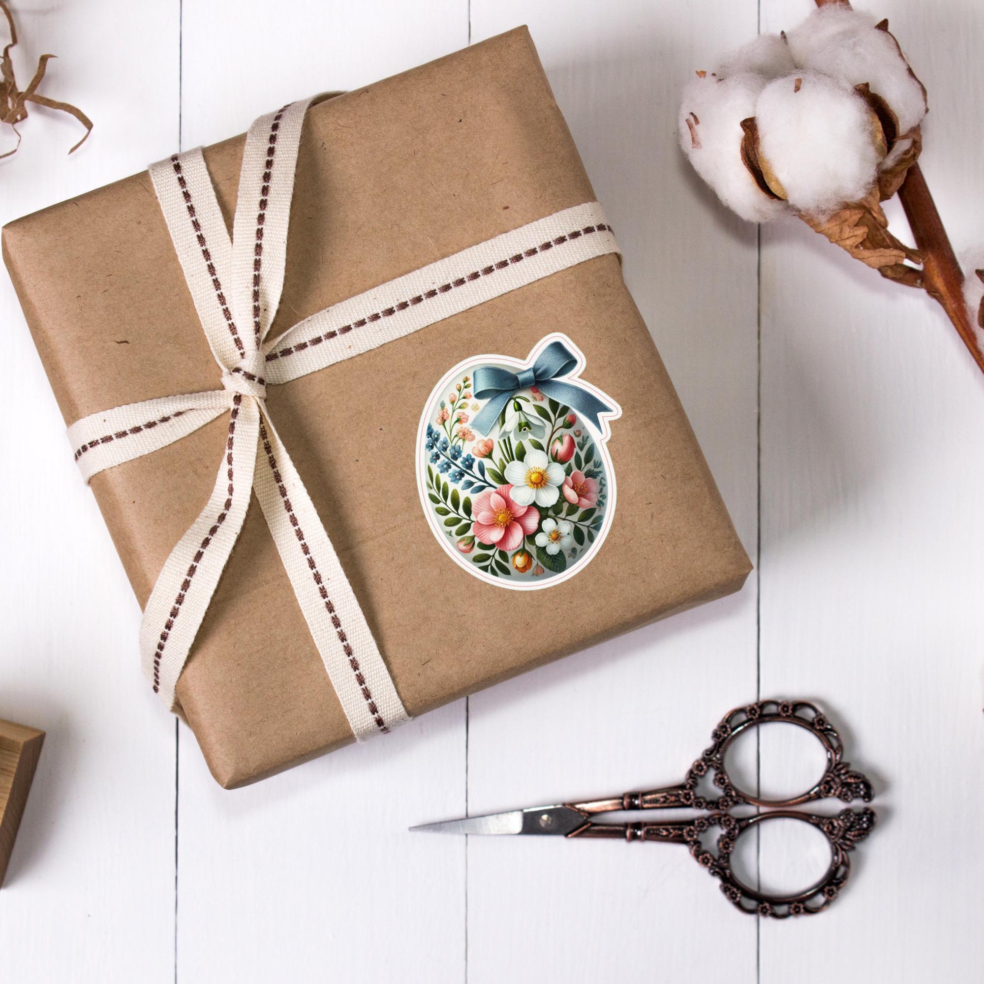 Aufkleber Ostern großer 8 cm Sticker Osterei Deko Osterfest Geschenkaufkleber Dekoei - zur Auswahl in Weiß oder Transparent  #SEG8