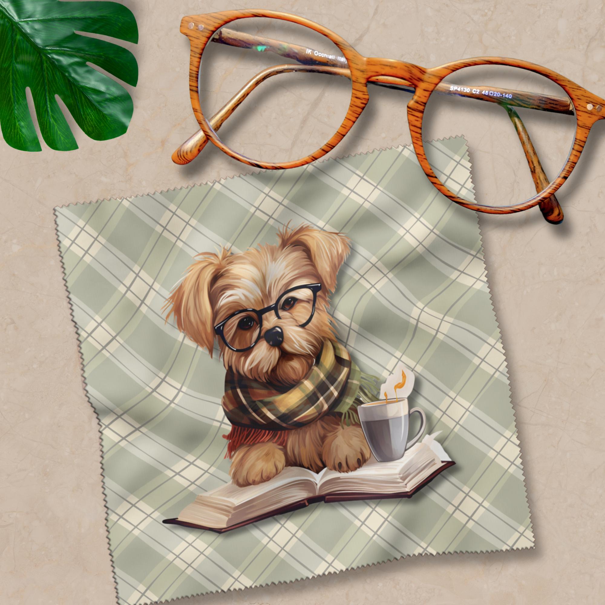 Brillenputztuch Lese Hund bedrucktes Mikrofasertuch für Brillen Sonnenbrille Display Handy Geschenk Freundin Geburtstag Hundebesitzer #TI12