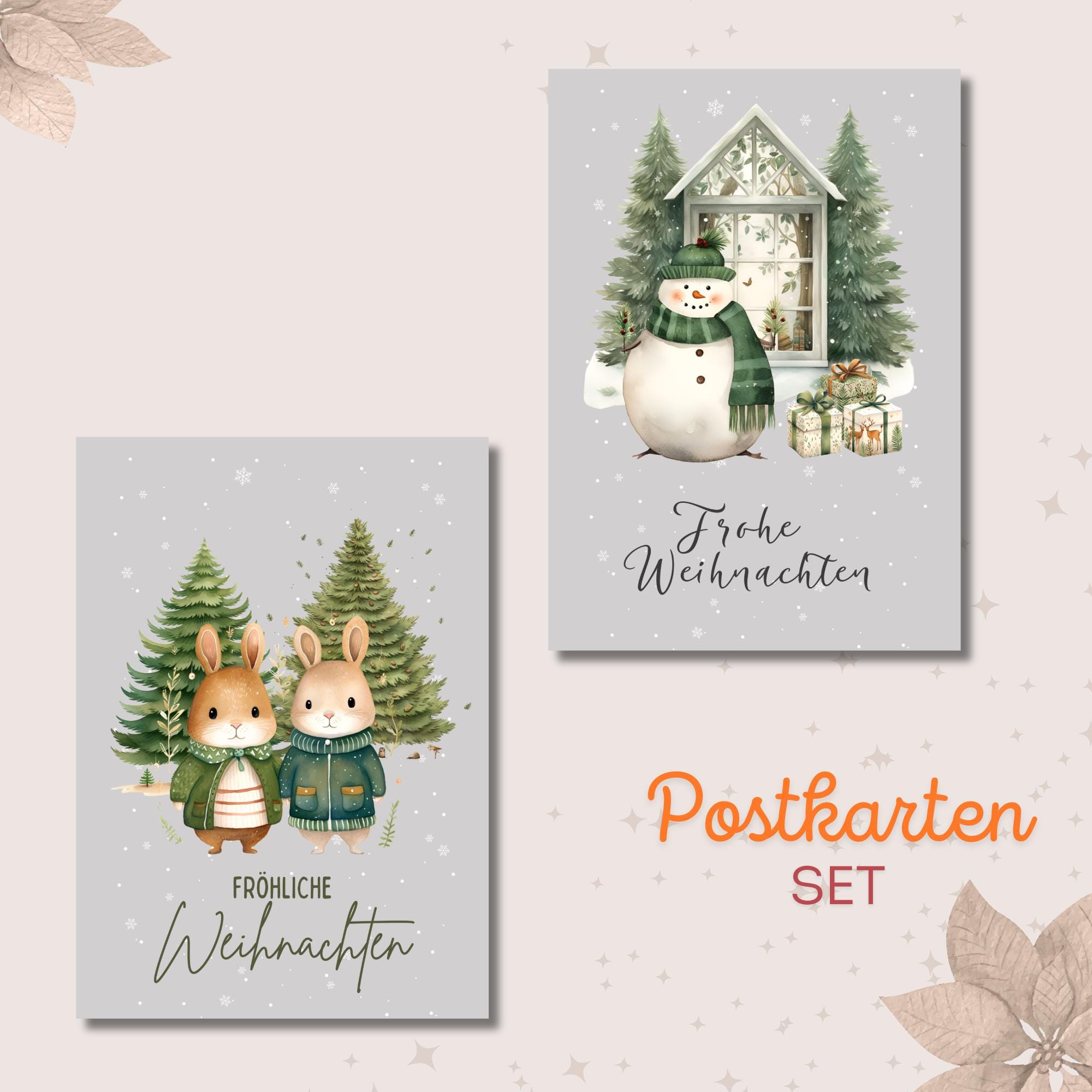 Weihnachtskarte, 2 Kartenmotive zur Auswahl, Postkarte, Grußkarte, Geschenkkarte, Weihnachtsgruß  #PHO