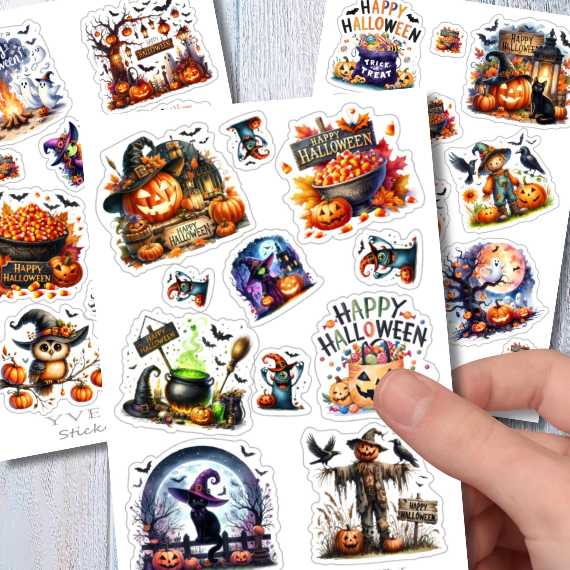 Aufkleber Halloween Stickerbogen Grusel Kürbis Vampire Sticker Set - 3 Bögen zur Auswahl in Weiß - Transparent - Matt - Glanz  #SBA6